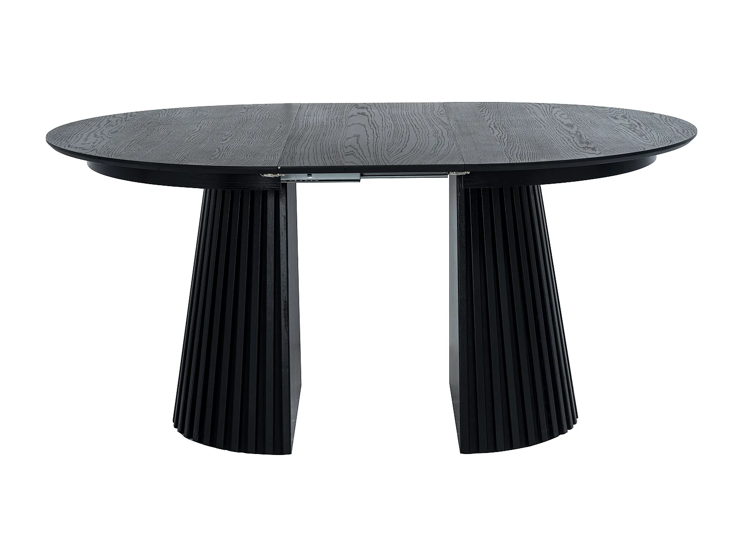 Table à manger extensible 4 à 8 personnes placage chêne - Noir - CARMIZA