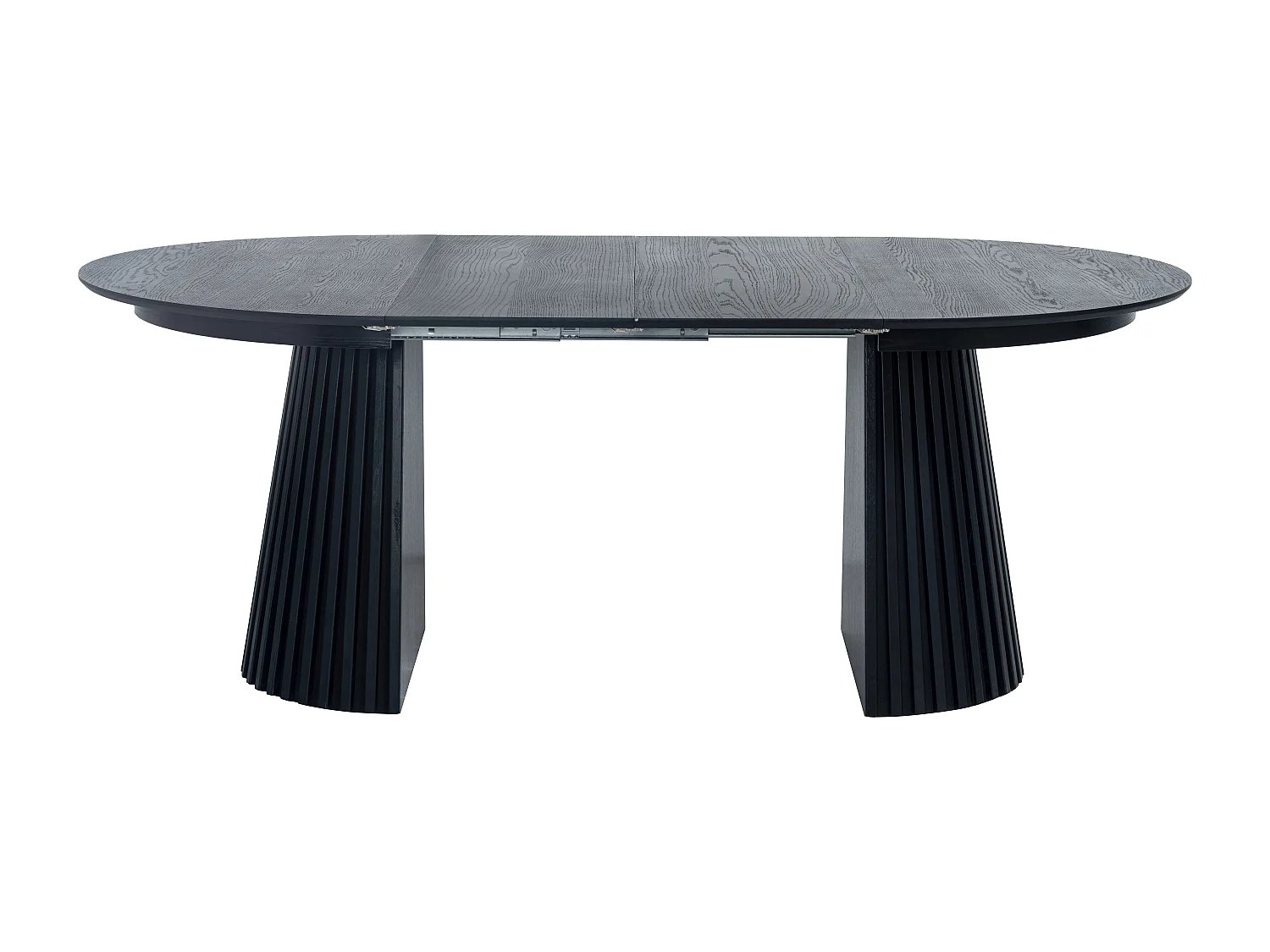 Table à manger extensible 4 à 8 personnes placage chêne - Noir - CARMIZA