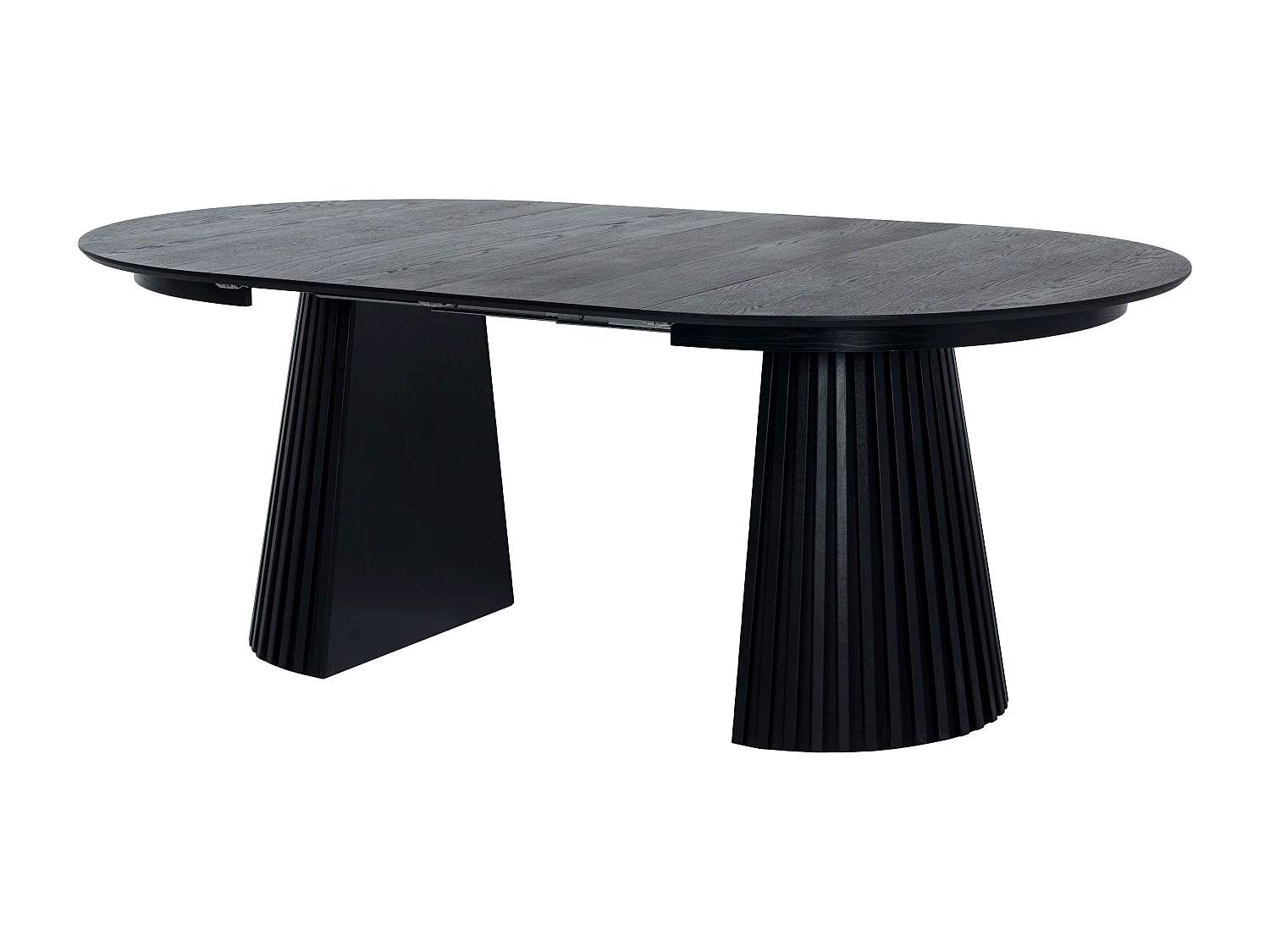 Table à manger extensible 4 à 8 personnes placage chêne - Noir - CARMIZA