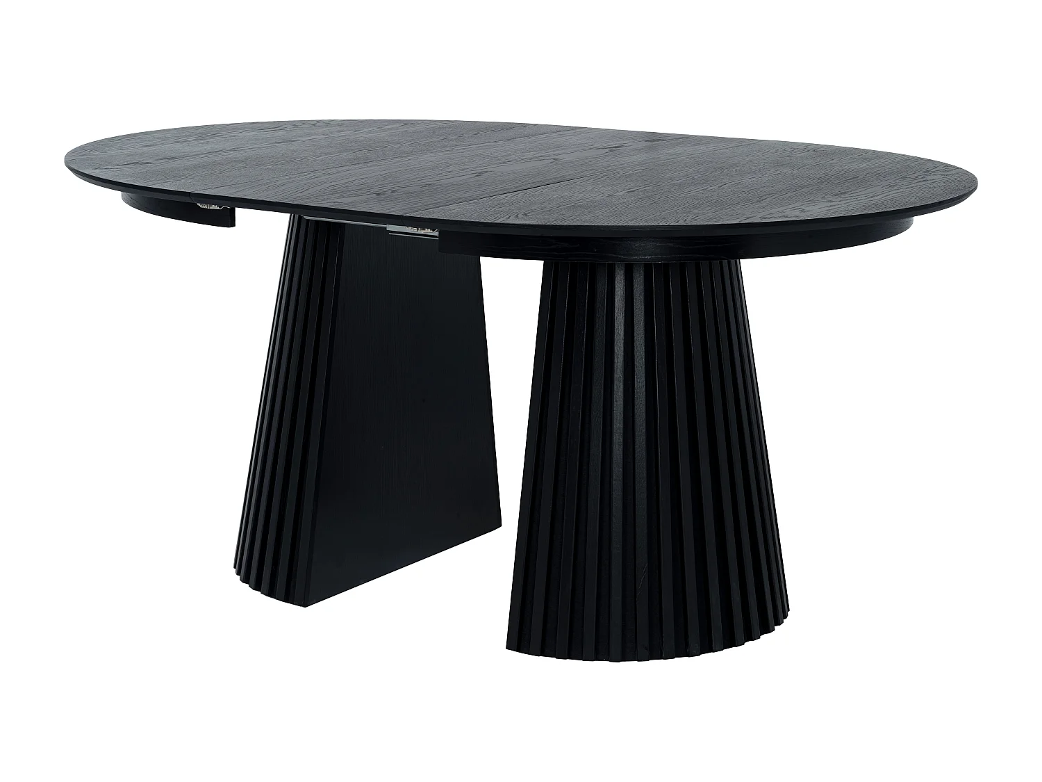 Table à manger extensible 4 à 8 personnes placage chêne - Noir - CARMIZA