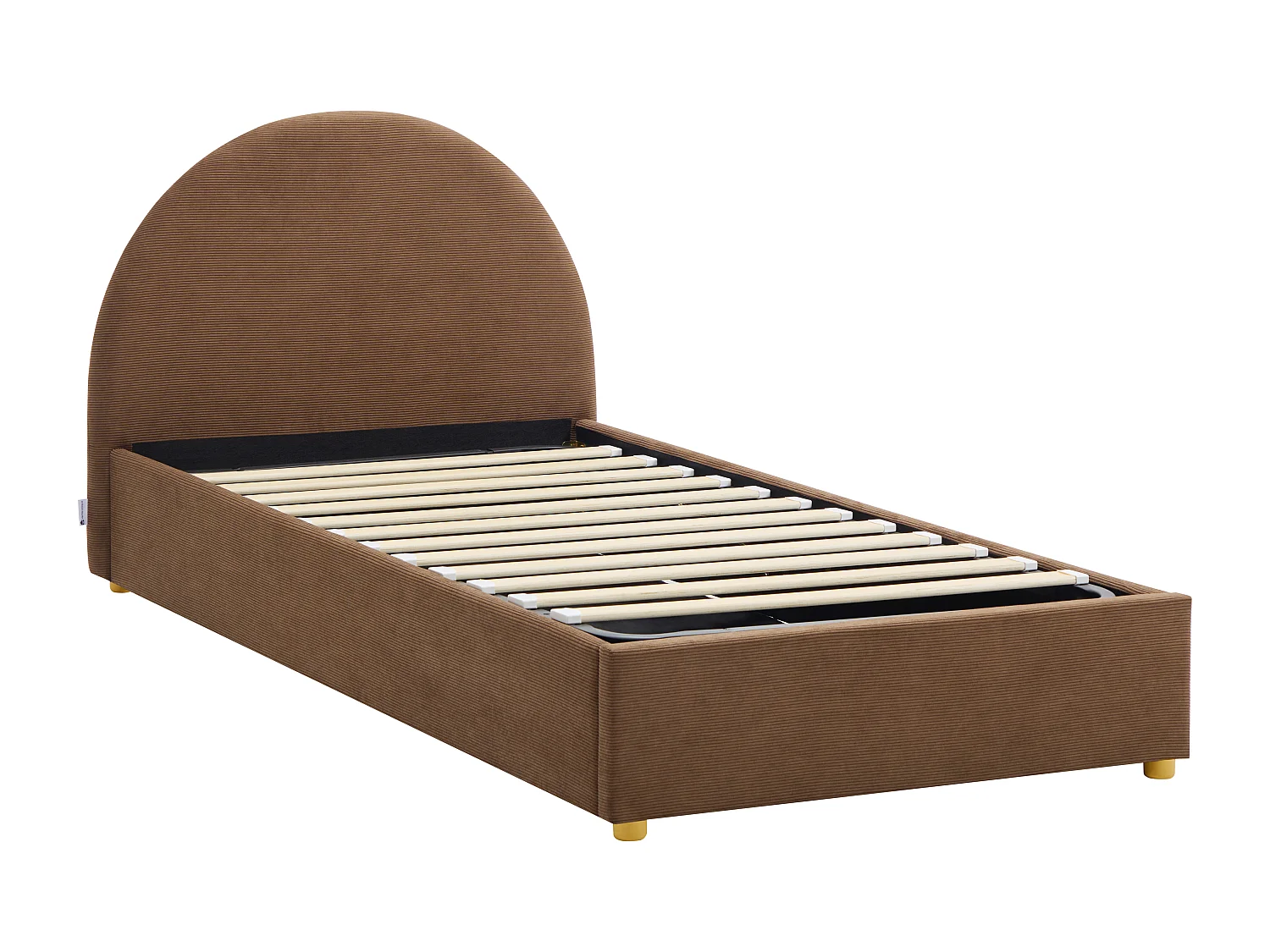 Lit coffre 90 x 190 cm - Velours côtelé - Marron - LIRIMO
