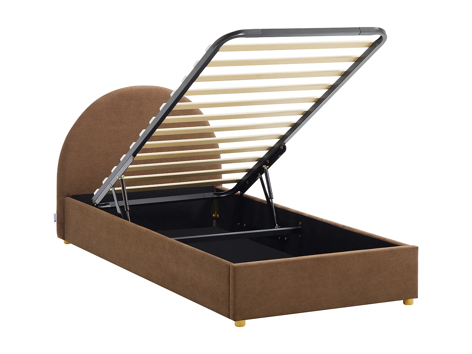 Lit coffre 90 x 190 cm - Velours côtelé - Marron - LIRIMO