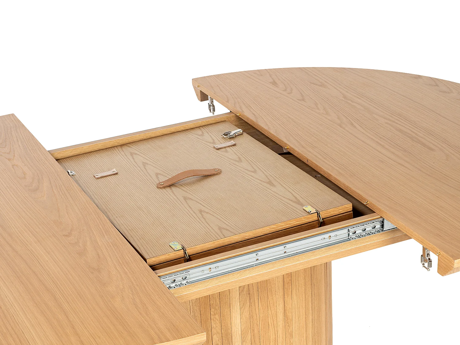 Table à manger extensible 4 à 6 personnes placage chêne - Naturel clair - MAYEZA