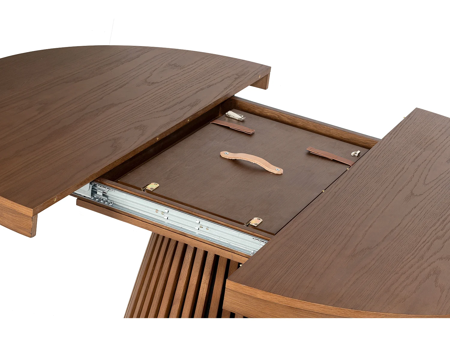 Table à manger extensible 4 à 6 personnes placage chêne - Naturel foncé - CARMIZA