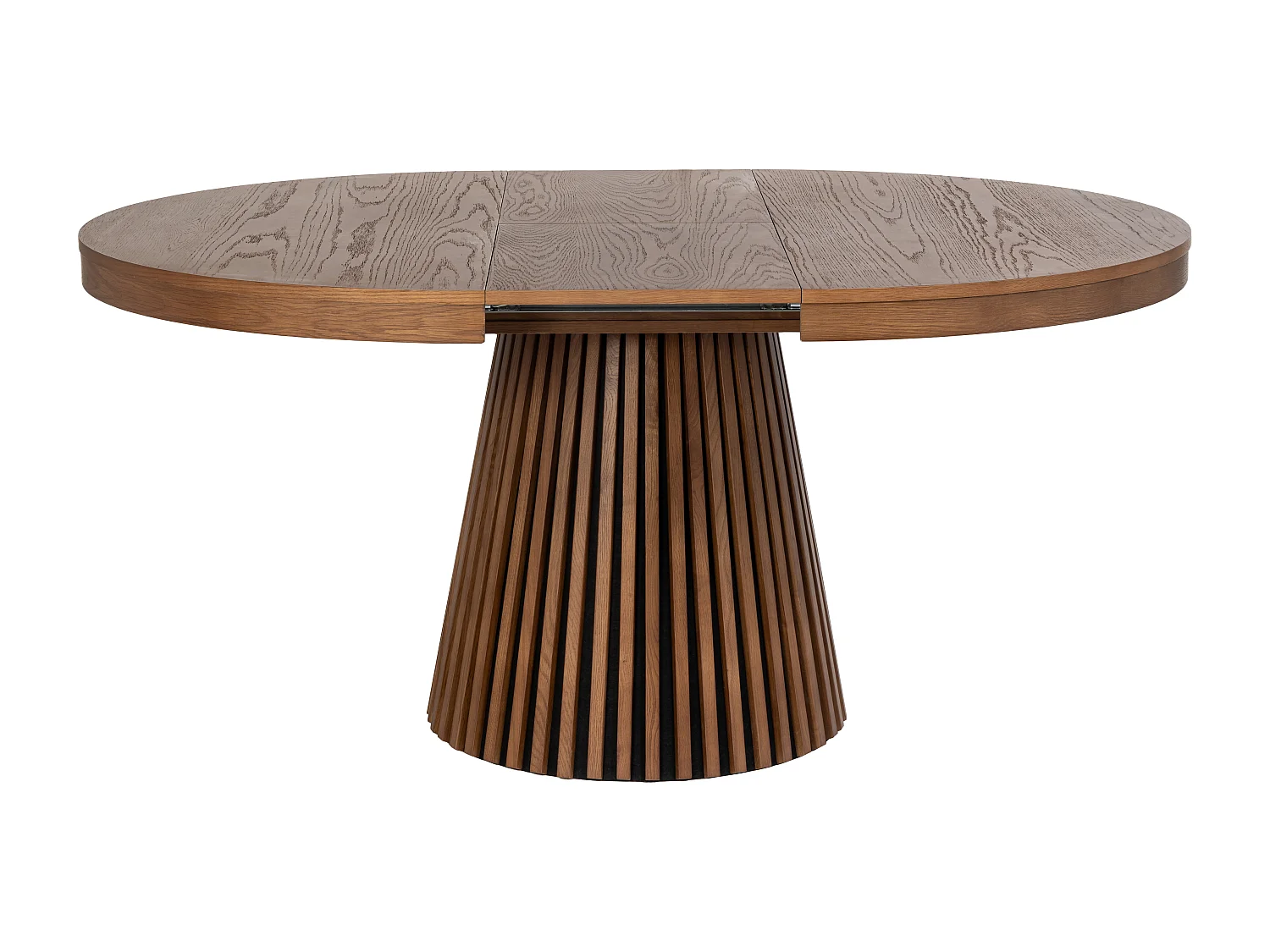 Table à manger extensible 4 à 6 personnes placage chêne - Naturel foncé - CARMIZA