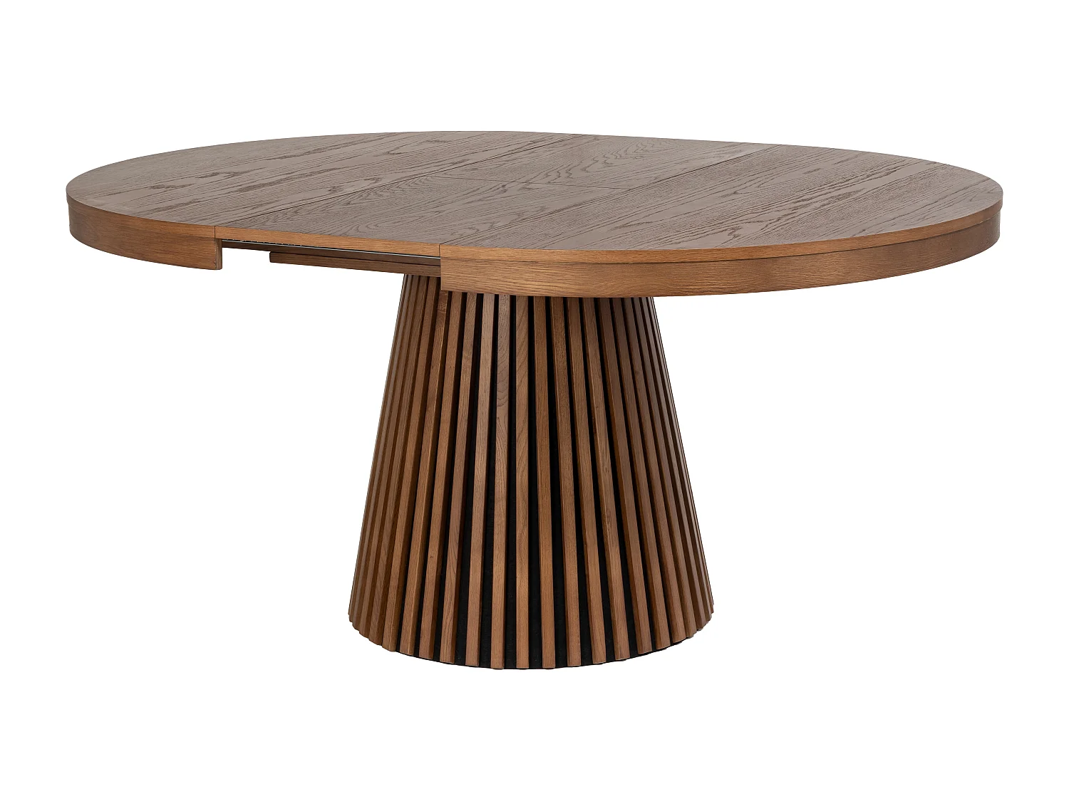 Table à manger extensible 4 à 6 personnes placage chêne - Naturel foncé - CARMIZA