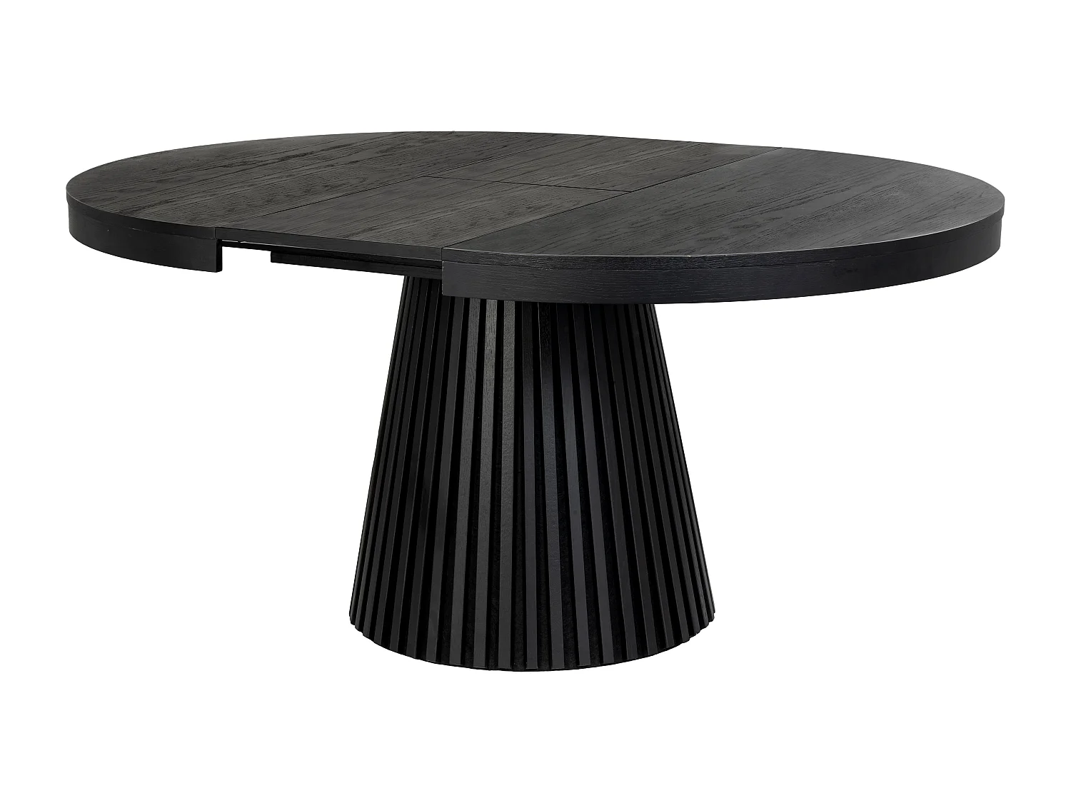 Table à manger extensible 4 à 6 personnes placage chêne - Noir - CARMIZA