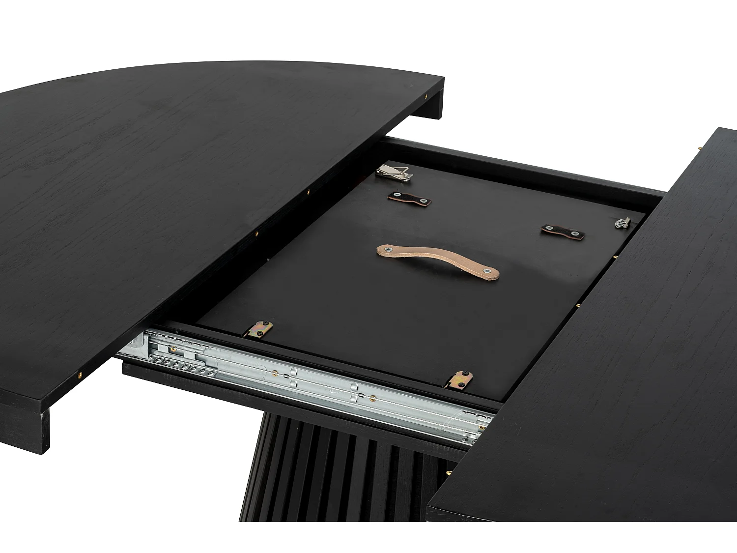 Table à manger extensible 4 à 6 personnes placage chêne - Noir - CARMIZA