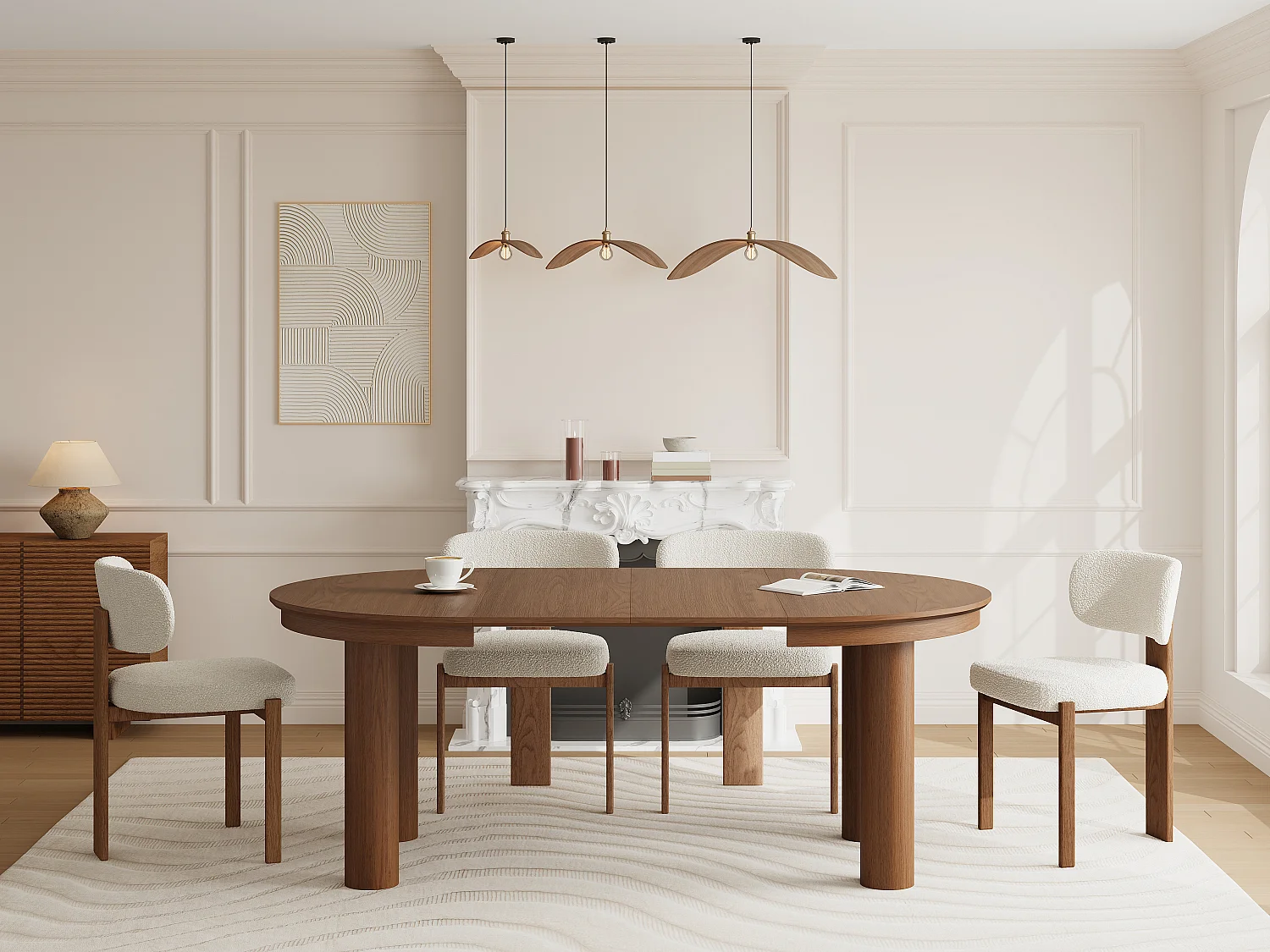 Table à manger extensible 4 à 8 personnes placage chêne - Naturel foncé - ELITARO