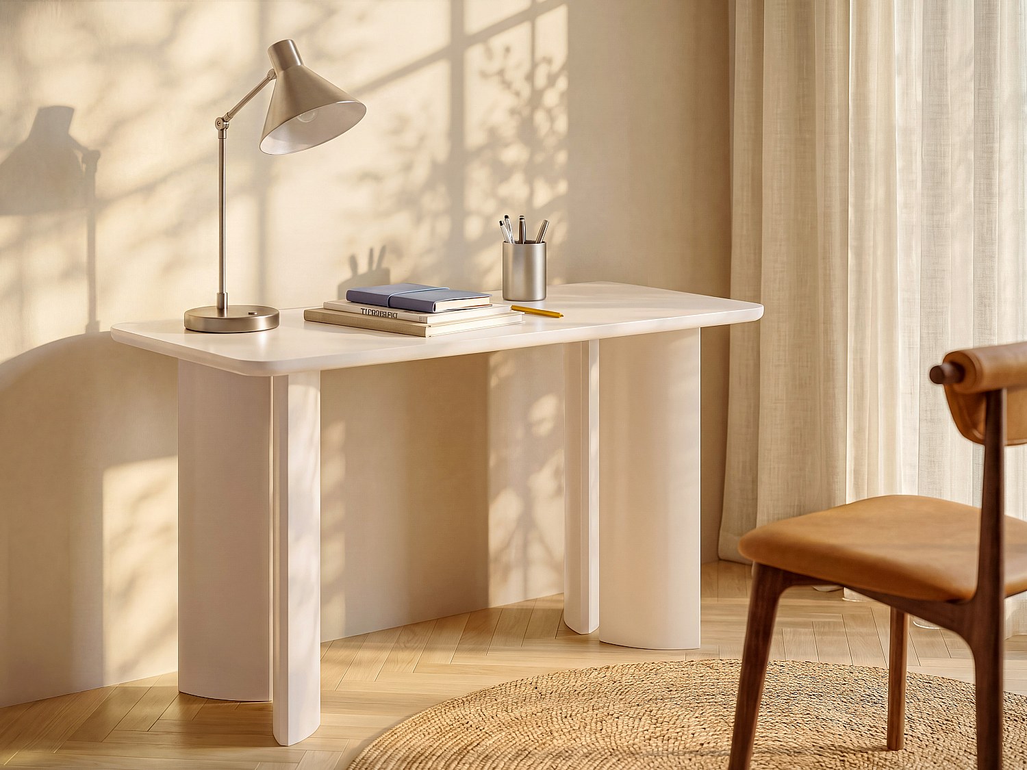 Schreibtisch mit geschwungenen Beinen - Beige - LORYNI