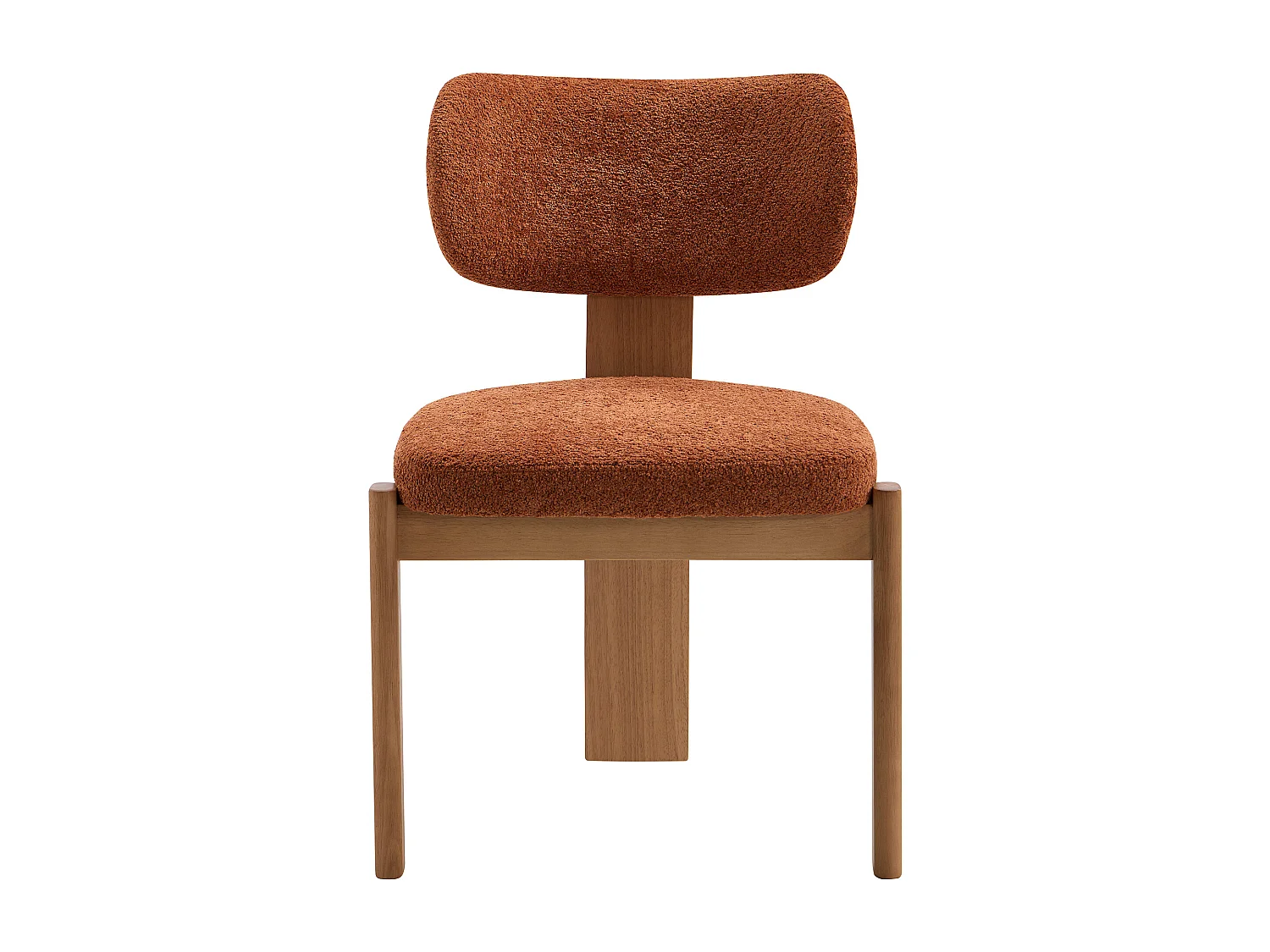 Lot de 2 chaises en tissu bouclette et bois d’hévéa - Terracotta - WILANA