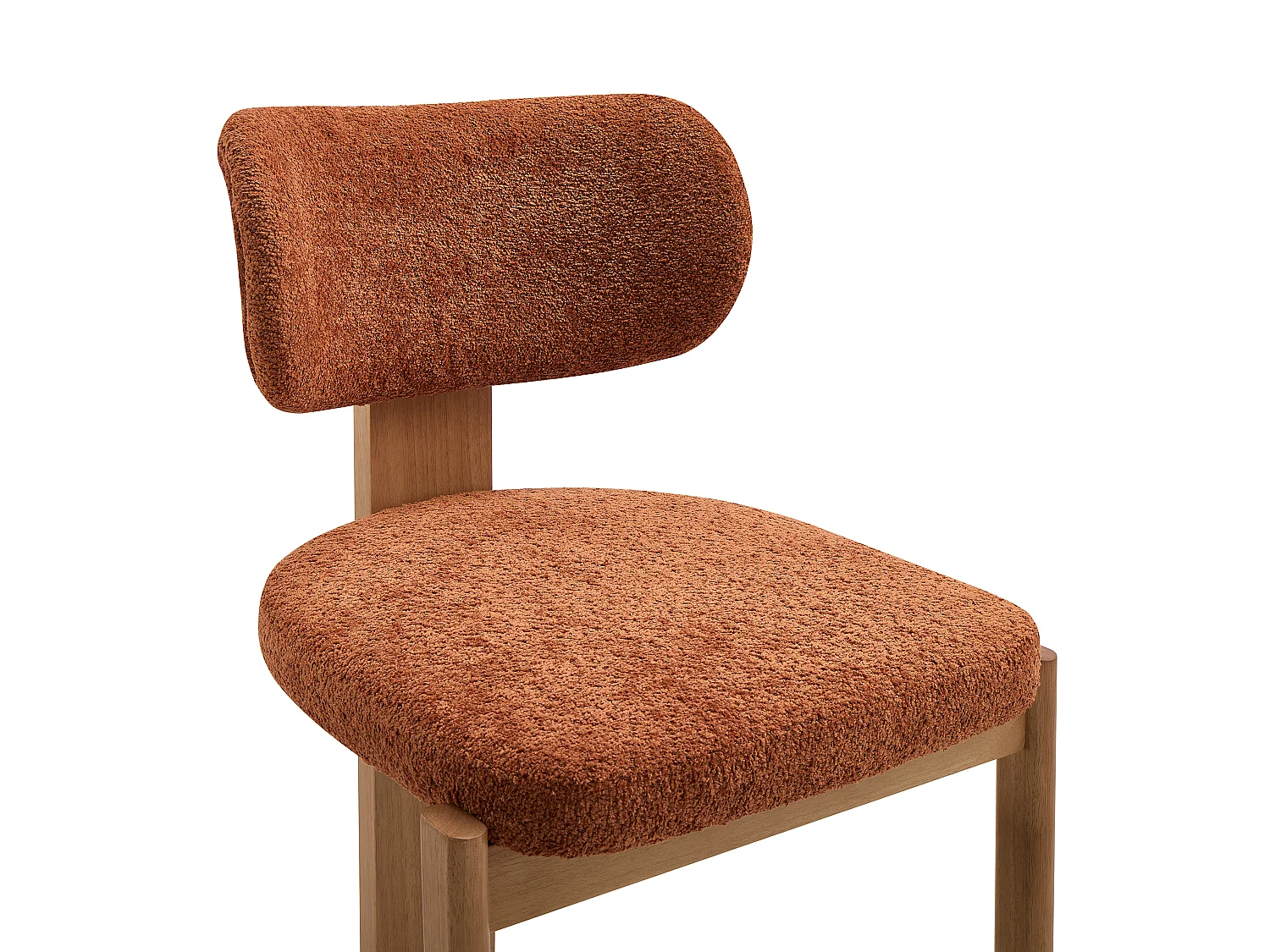 Lot de 2 chaises en tissu bouclette et bois d’hévéa - Terracotta - WILANA