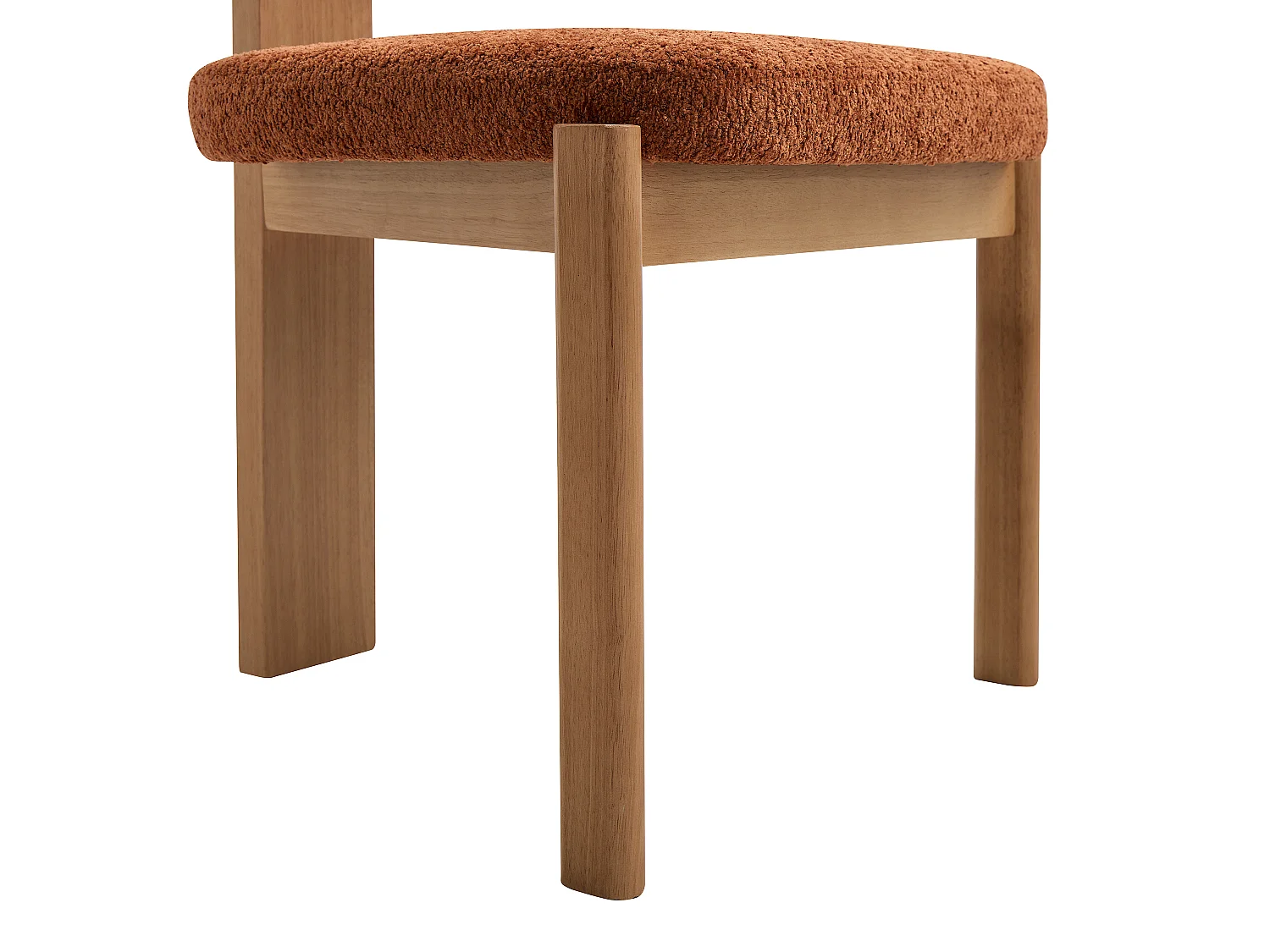 Lot de 2 chaises en tissu bouclette et bois d’hévéa - Terracotta - WILANA