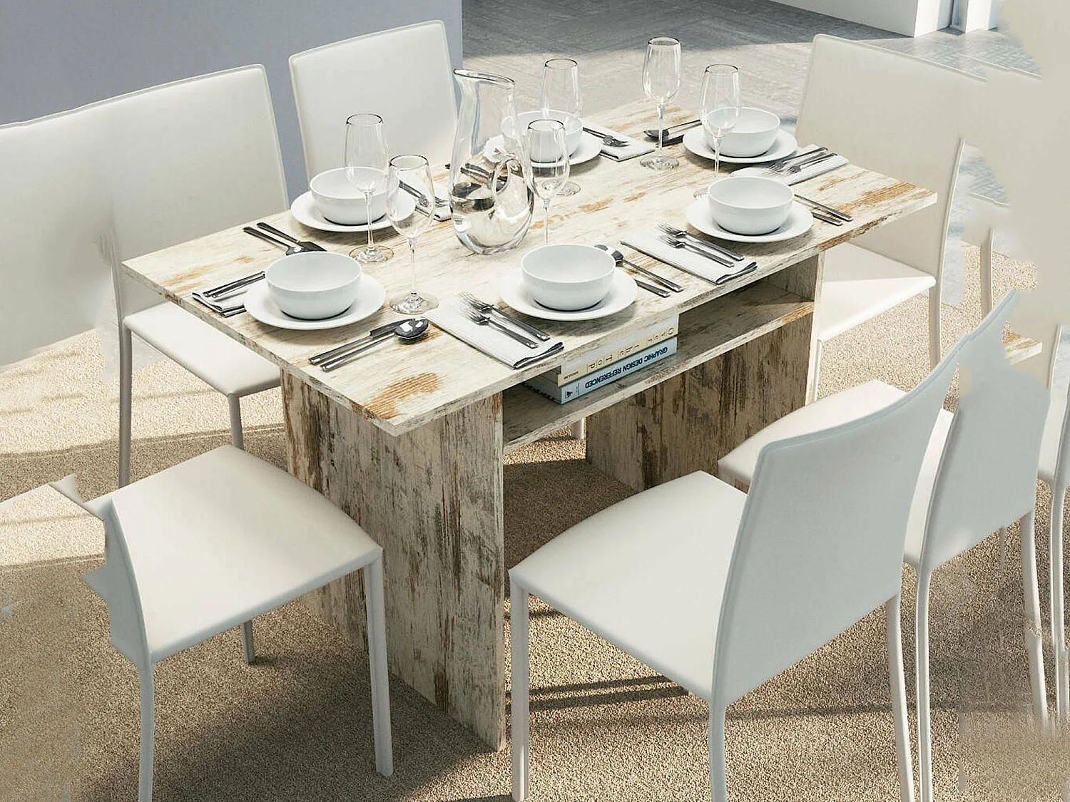 Consola extensível Dwales, Mesa de jantar com abertura para livro, Consola multiuso extensível, 100% Fabricado em Itália, 120x70h75 cm, Vintage