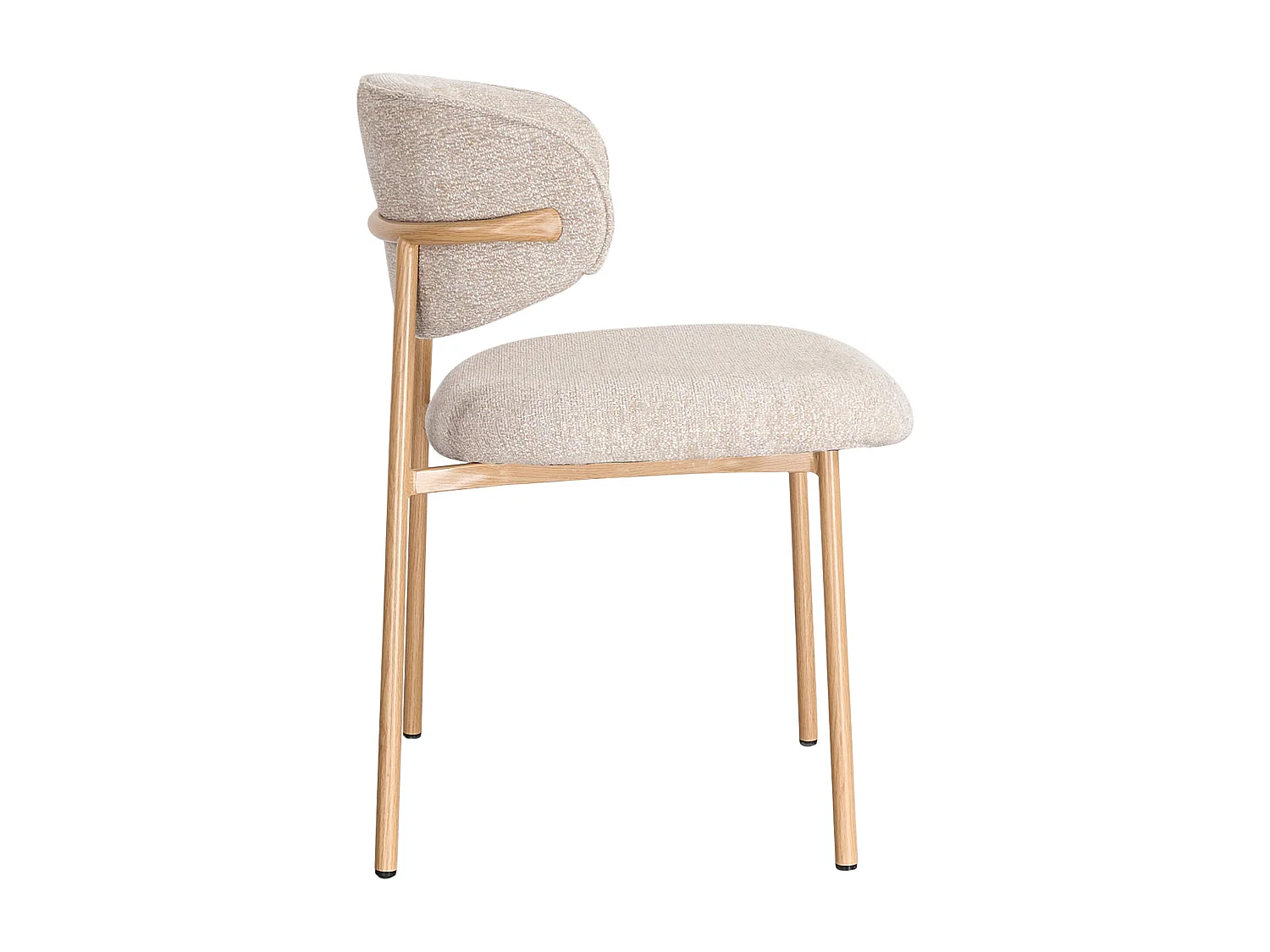 Lot de 2 chaises en tissu tweed et métal effet bois - Beige et Naturel - NAFISA