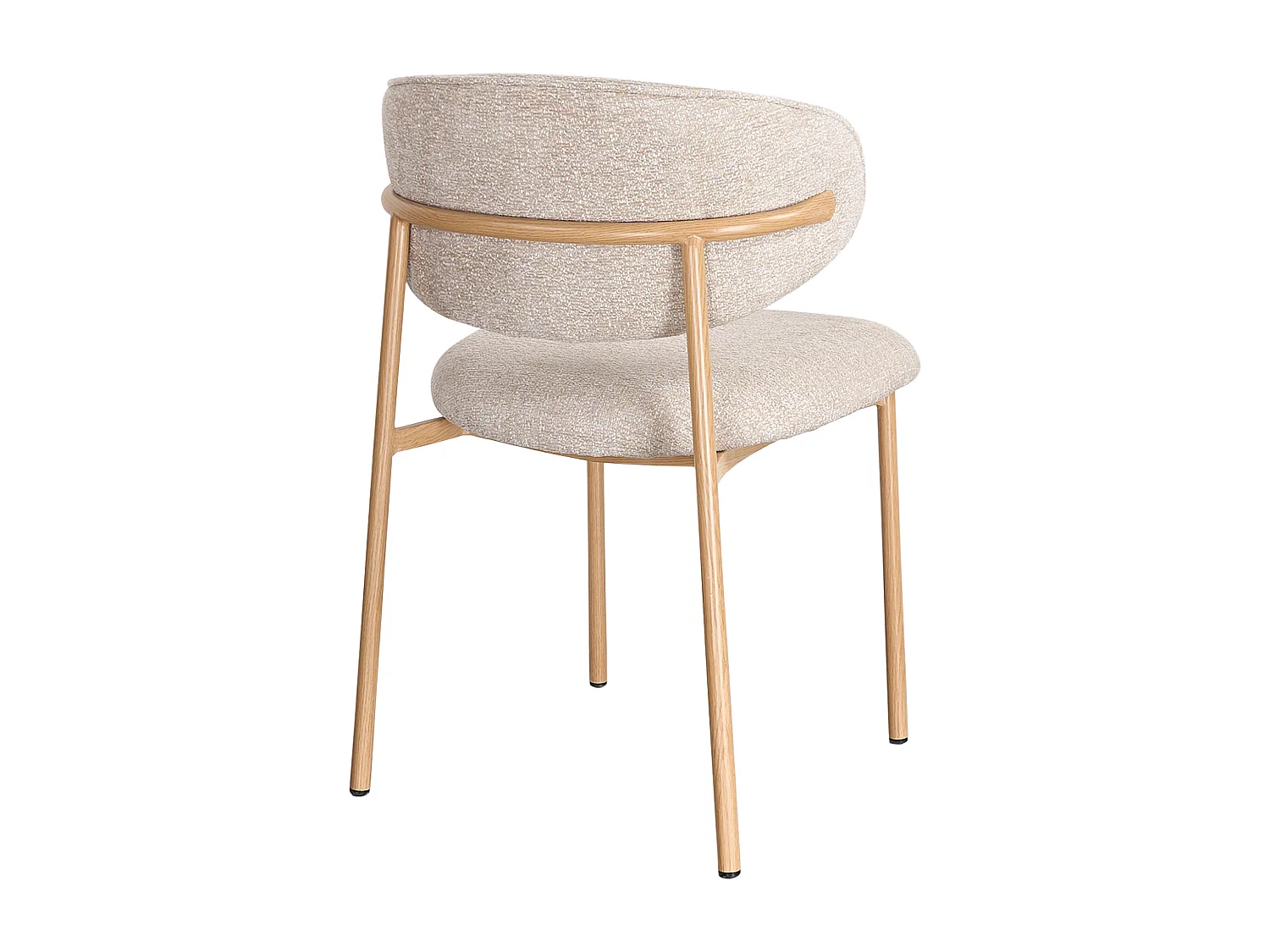 Lot de 2 chaises en tissu tweed et métal effet bois - Beige et Naturel - NAFISA