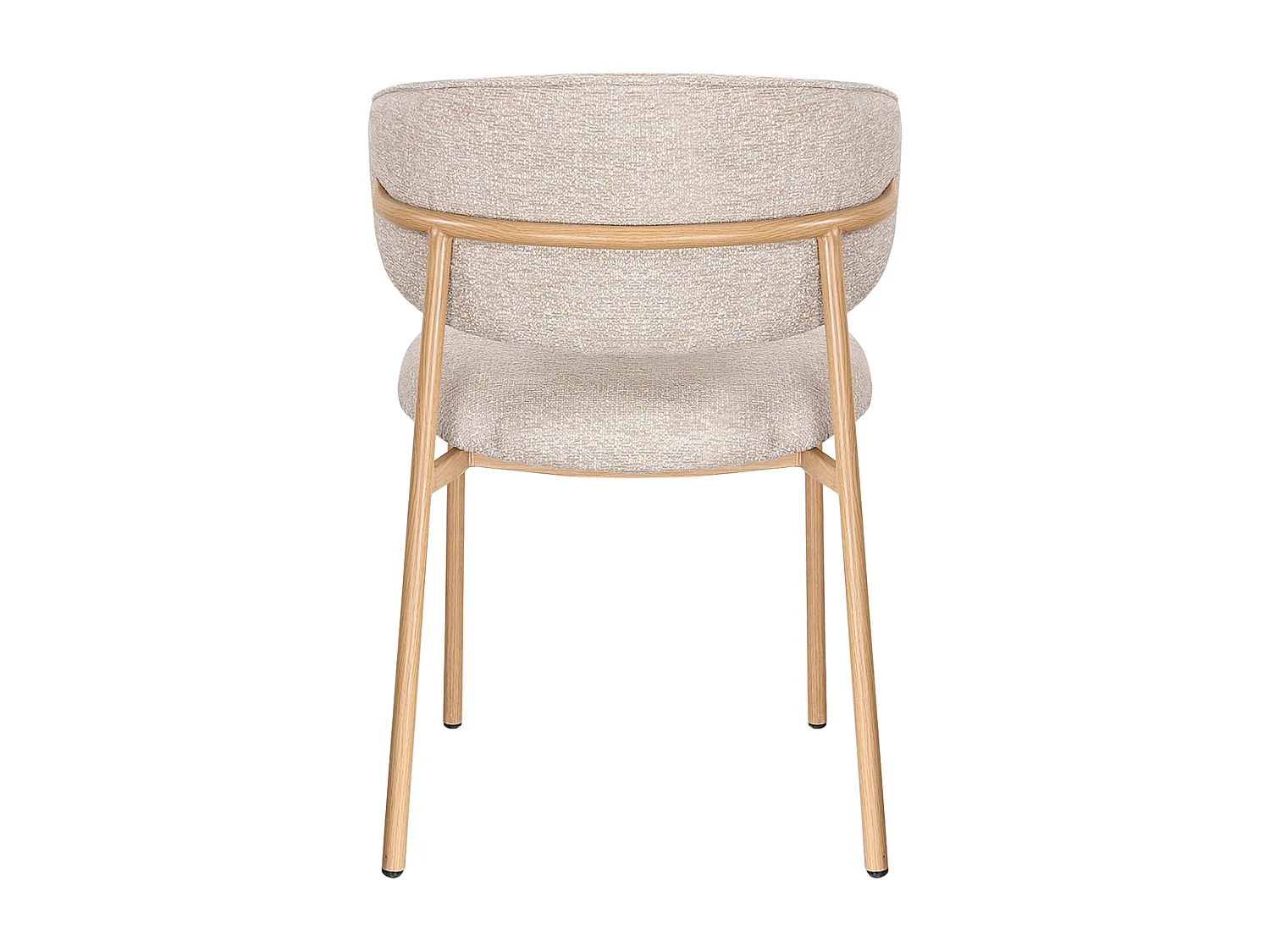 Lot de 2 chaises en tissu tweed et métal effet bois - Beige et Naturel - NAFISA
