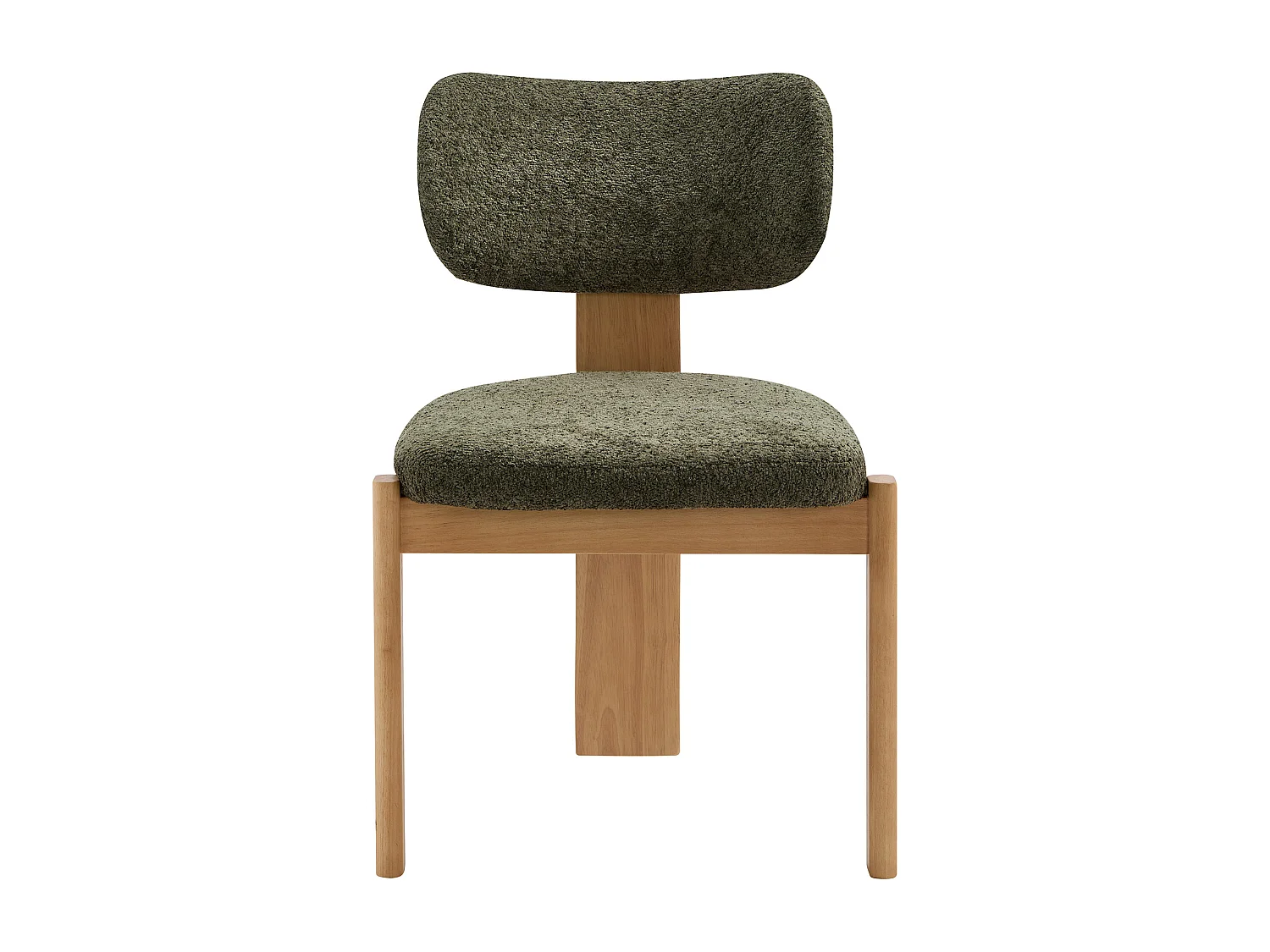 Lot de 2 chaises en tissu bouclette et bois d’hévéa - Kaki - WILANA