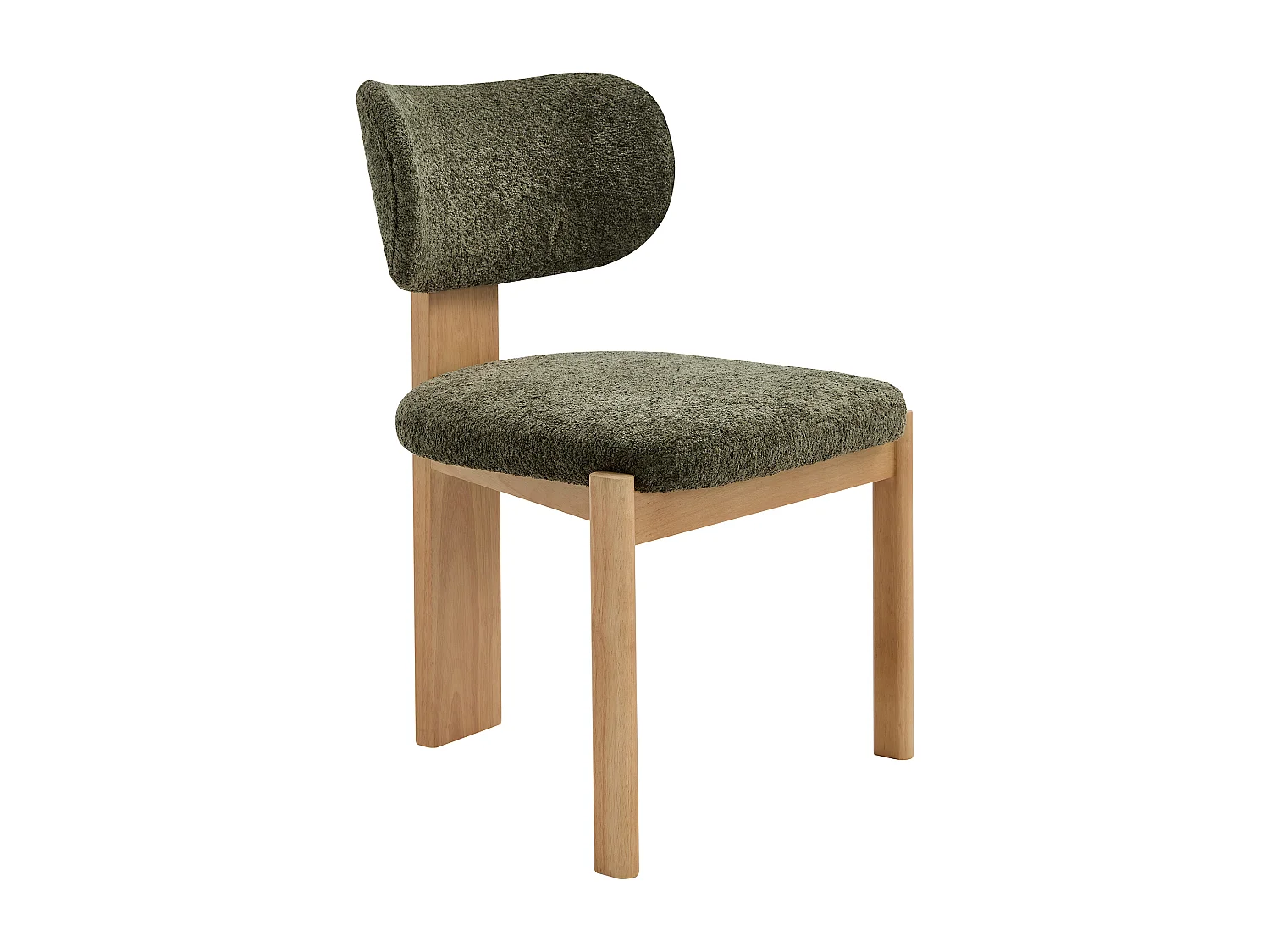 Lot de 2 chaises en tissu bouclette et bois d’hévéa - Kaki - WILANA