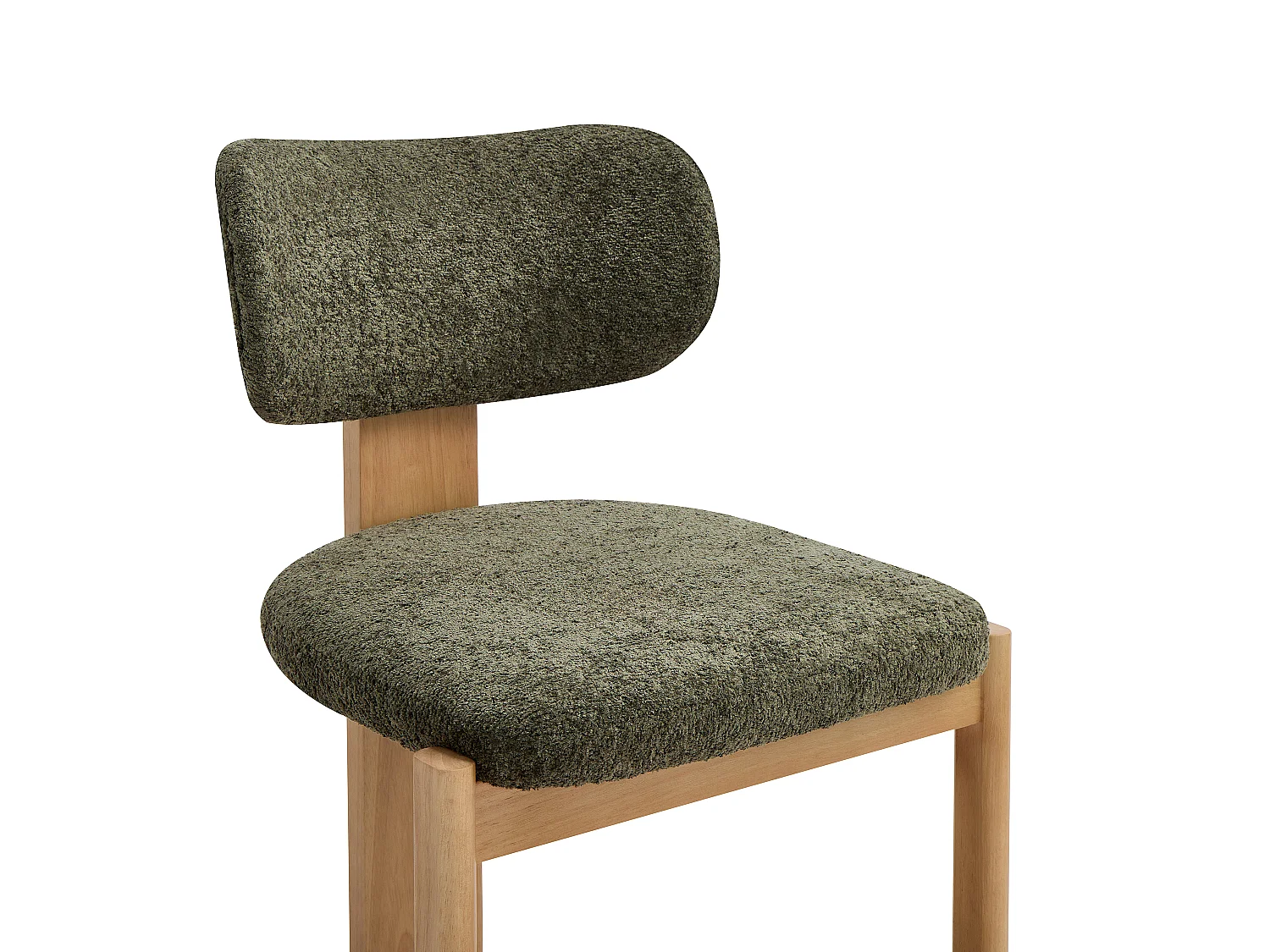 Lot de 2 chaises en tissu bouclette et bois d’hévéa - Kaki - WILANA