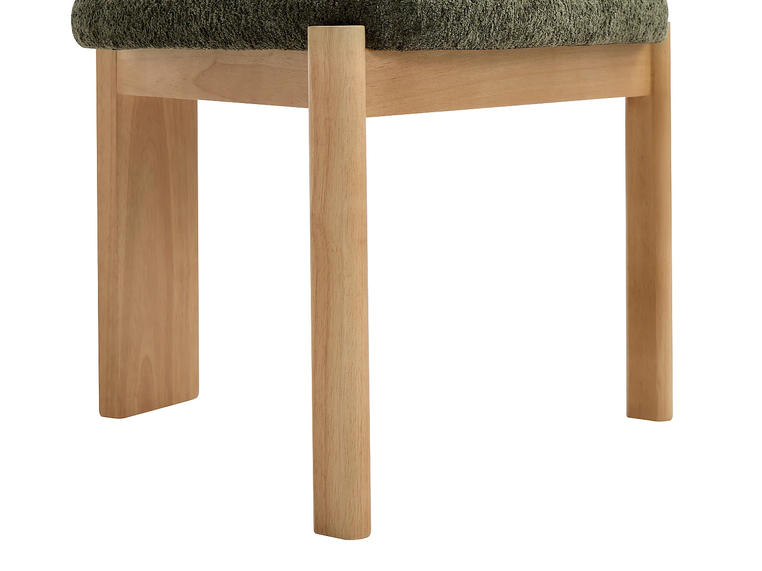 Lot de 2 chaises en tissu bouclette et bois d’hévéa - Kaki - WILANA