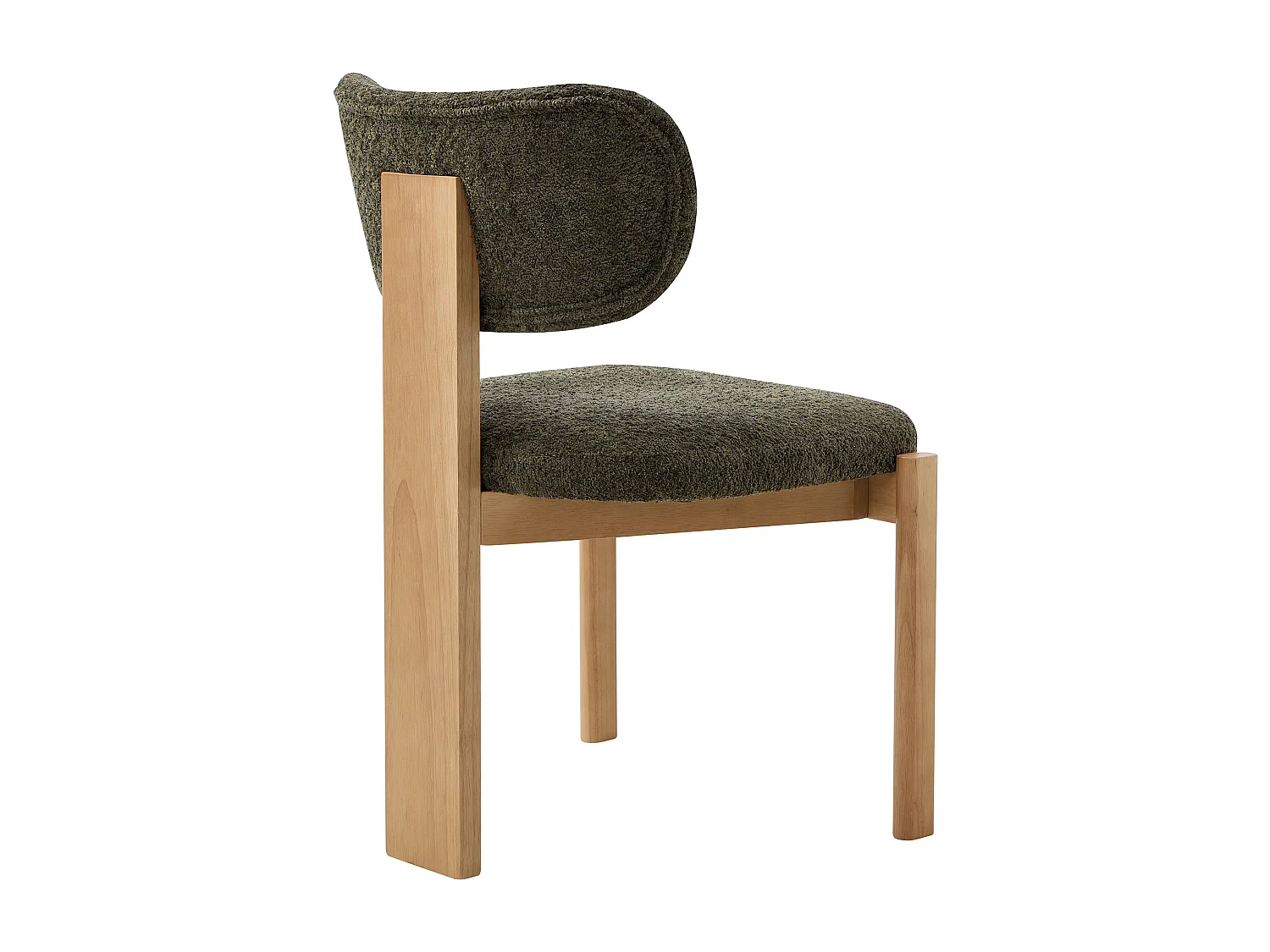 Lot de 2 chaises en tissu bouclette et bois d’hévéa - Kaki - WILANA