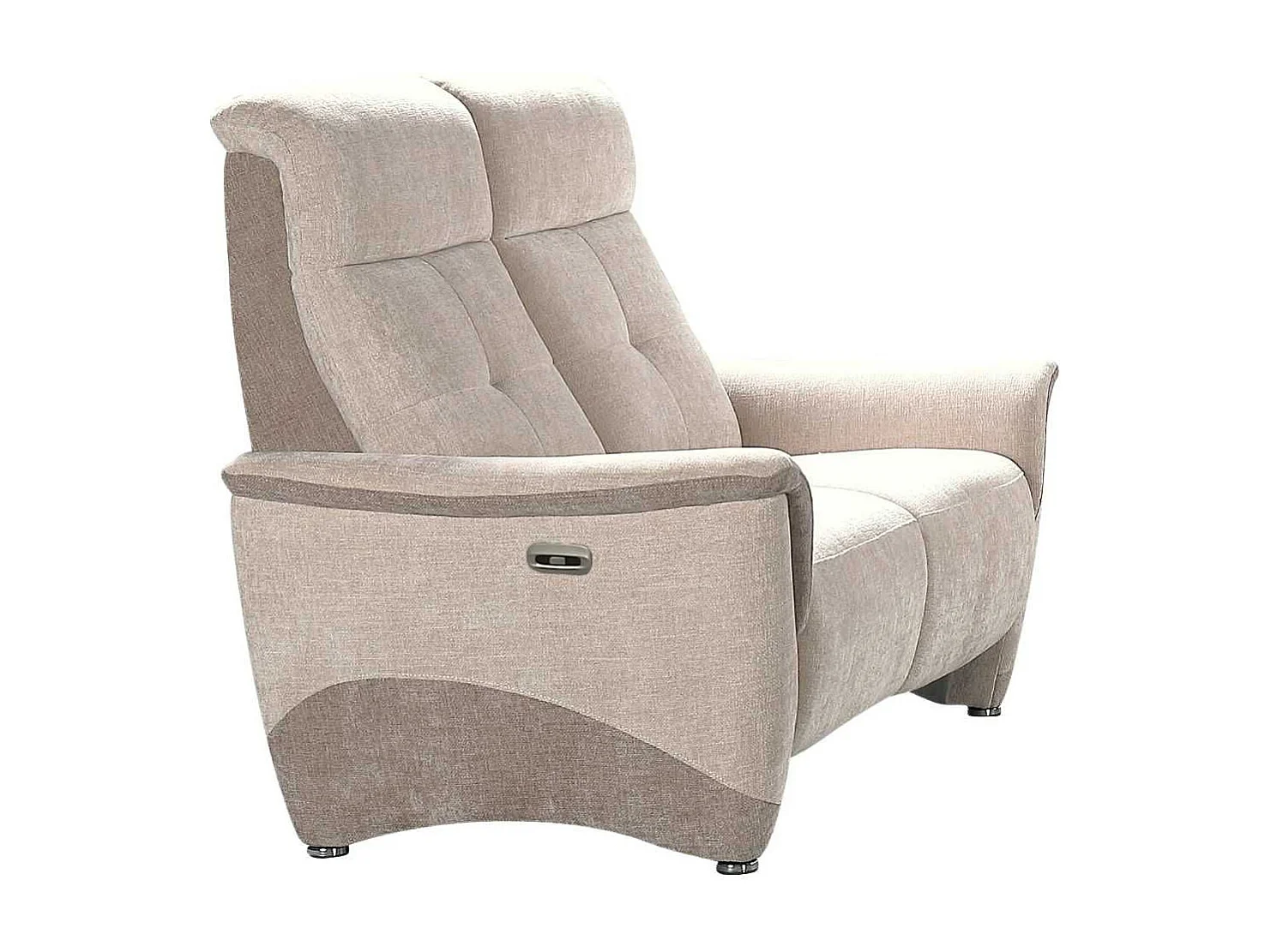 Canapé 2 places relax électrique tissu maillé ultra doux bicolore beige - AUSTRAL