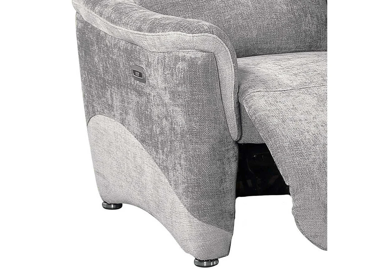 Canapé 2 places relax électrique tissu maillé ultra doux bicolore gris - AUSTRAL