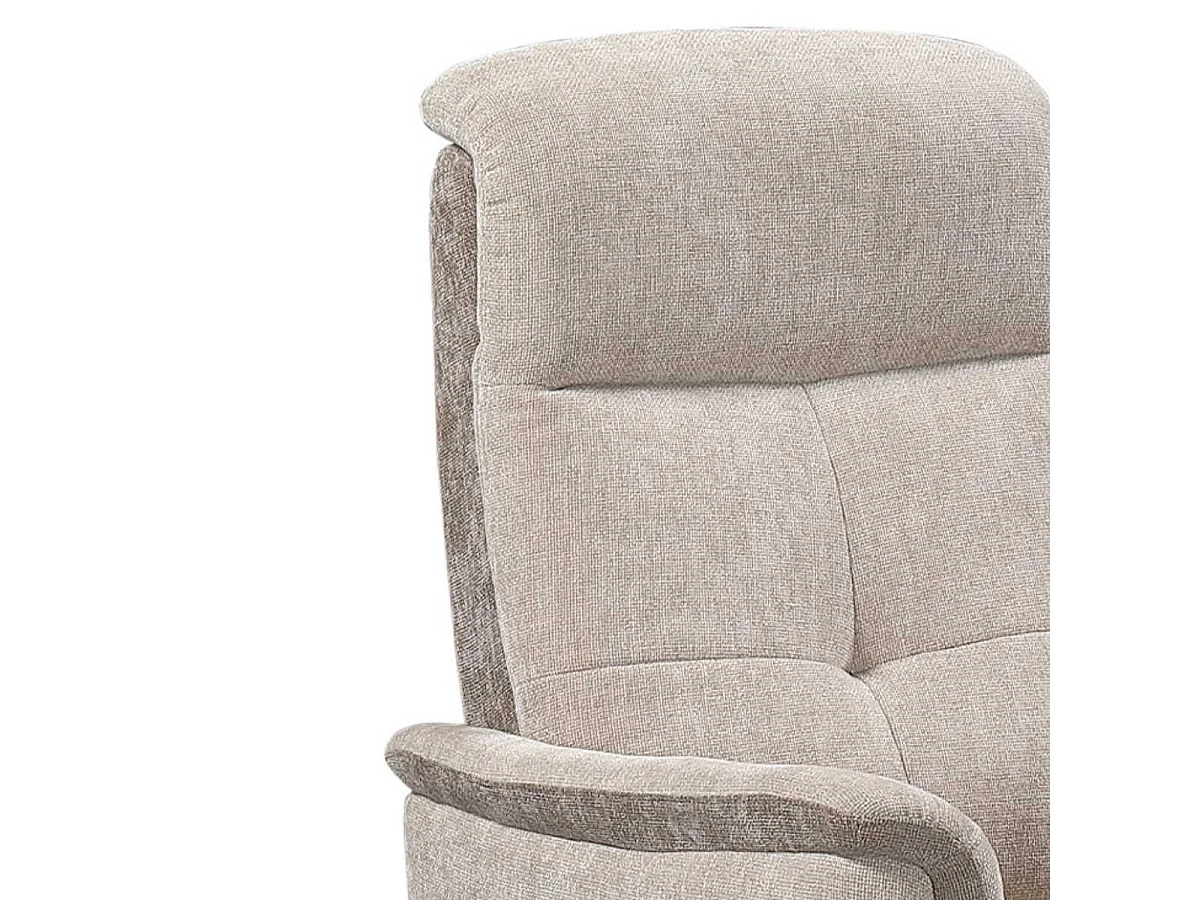 Canapé 3 places relax électrique tissu maillé ultra doux bicolore beige avec tablette centrale - AUSTRAL