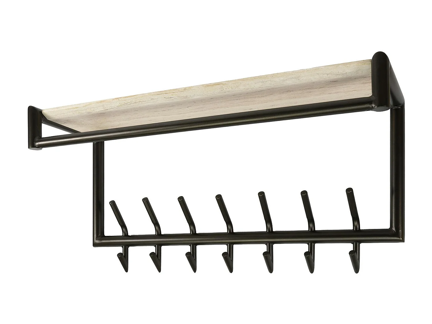 Portemanteau métal fini bronze 14 crochets 1 étagère RALF