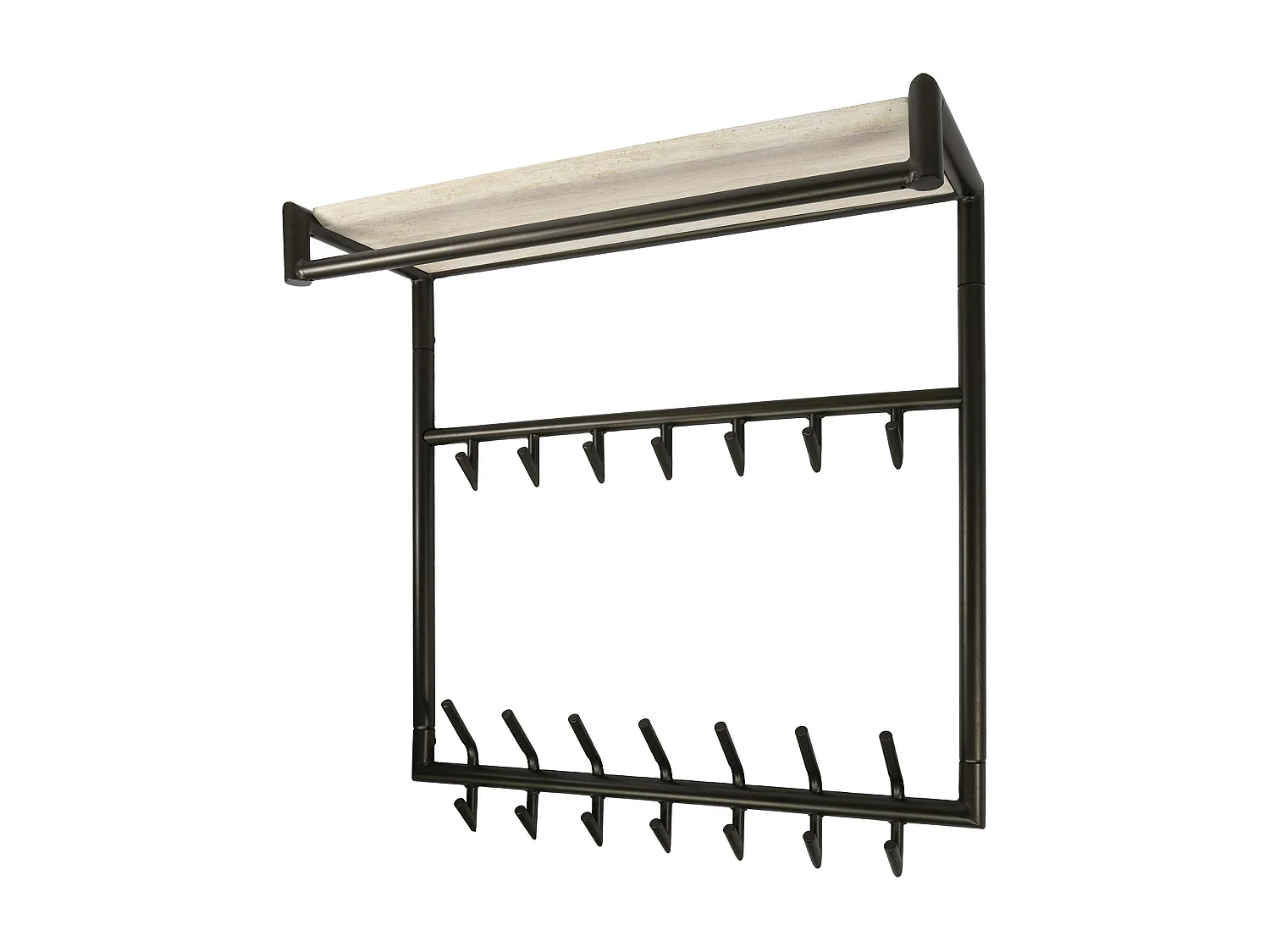 Portemanteau métal fini bronze 21 crochets 1 étagère RALF