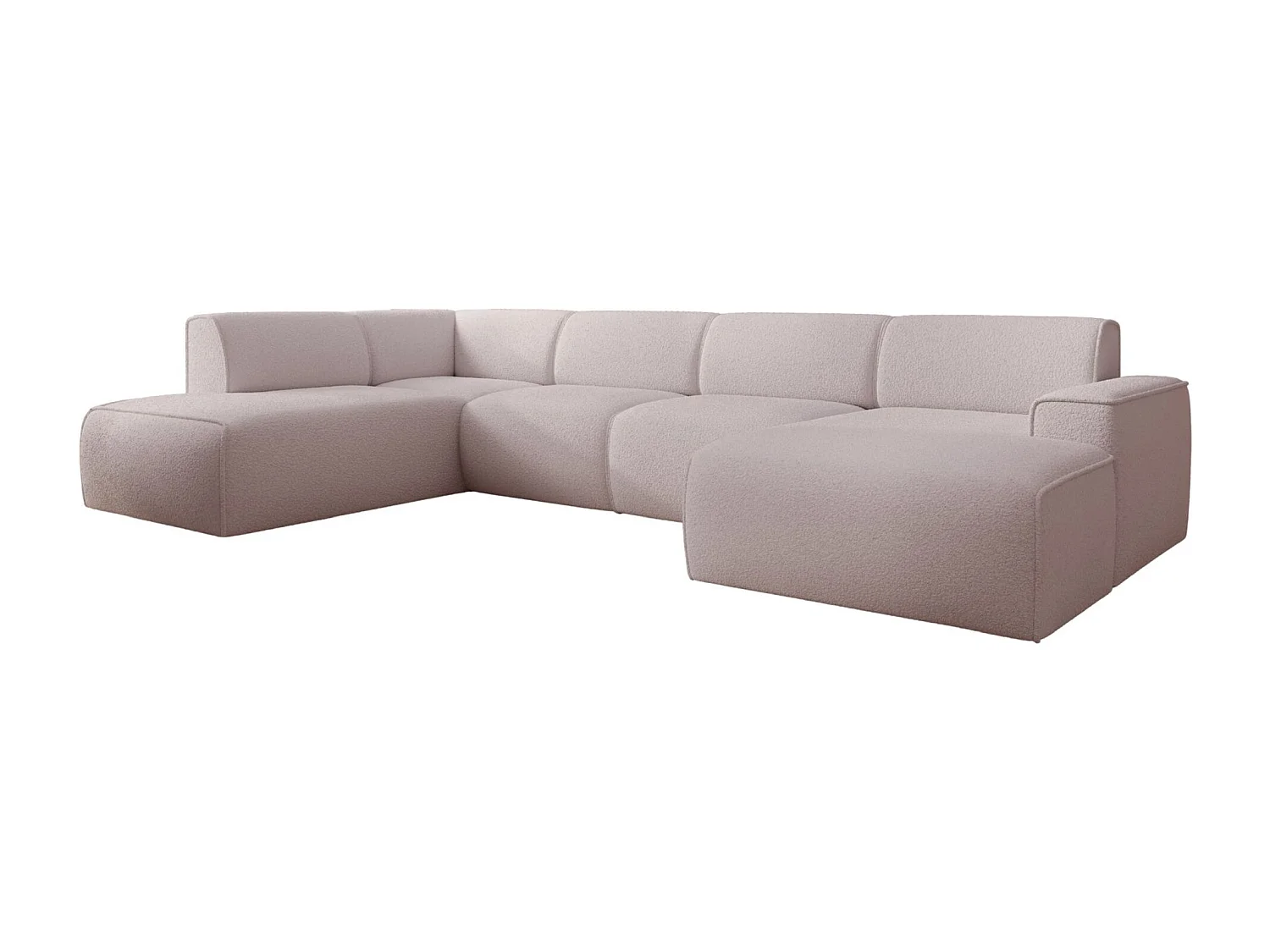 U-vormige bank met rugleuning aan de ottomane links – beige – bouclé – BOUVI