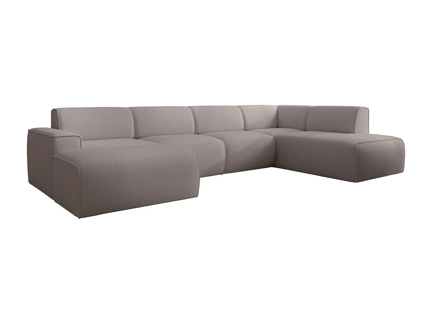 U-vormige bank met rugleuning aan de ottomane rechts – taupe – bouclé – BOUVI