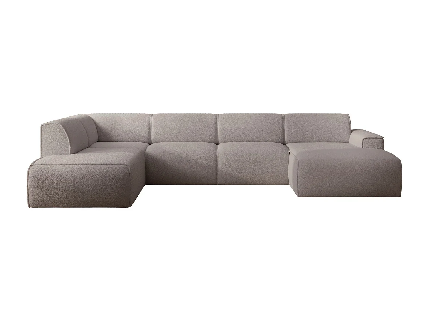 U-vormige bank met rugleuning aan de ottomane links – taupe – bouclé – BOUVI