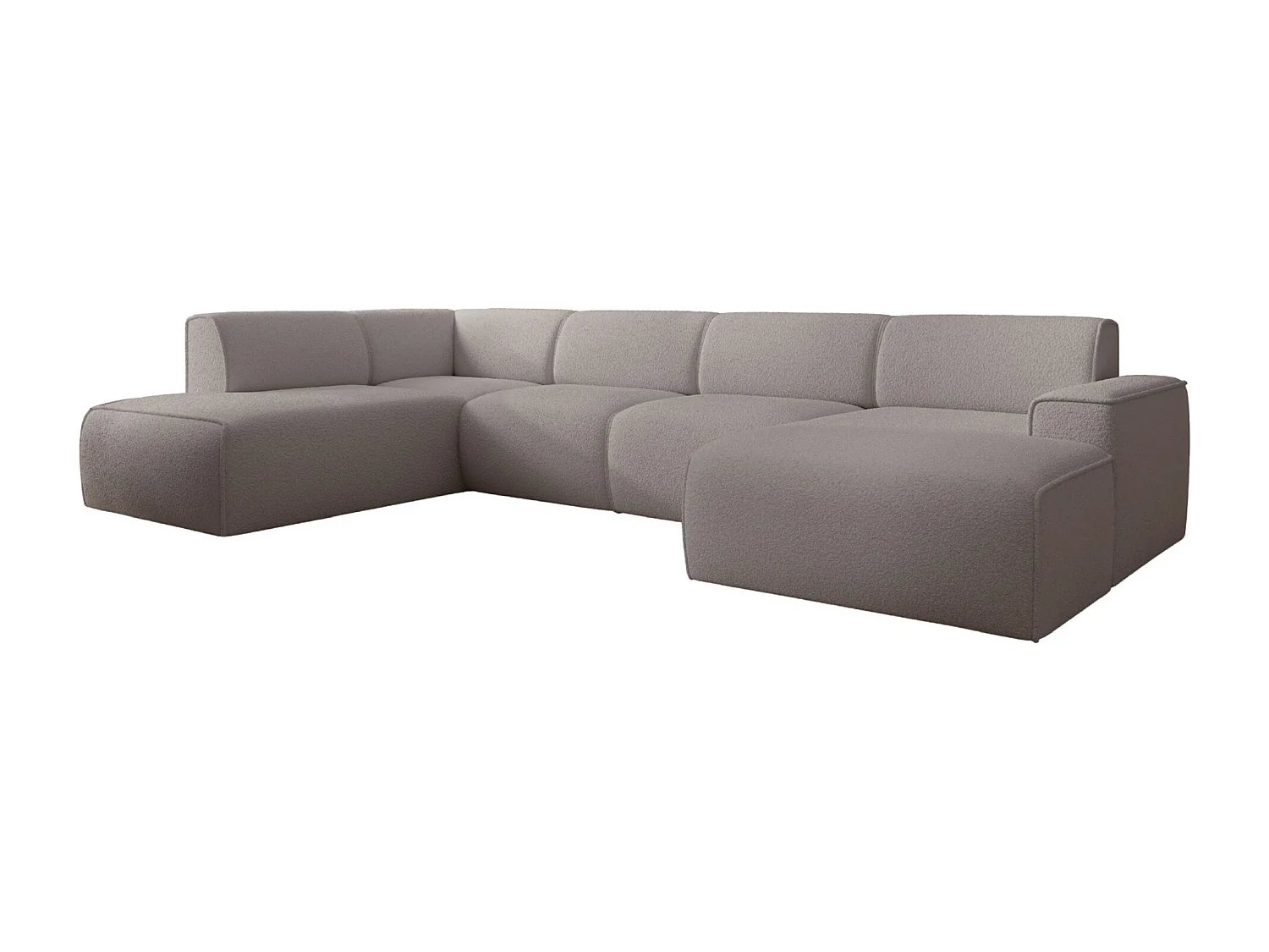 U-vormige bank met rugleuning aan de ottomane links – taupe – bouclé – BOUVI