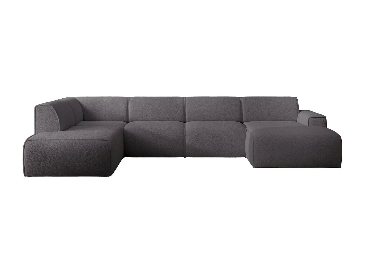 U-vormige bank met rugleuning aan de ottomane links – donkergrijs – bouclé – BOUVI