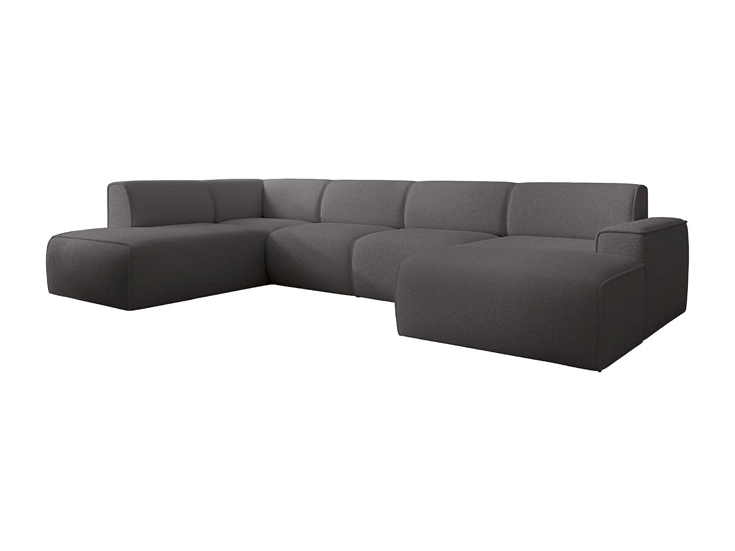 U-vormige bank met rugleuning aan de ottomane links – donkergrijs – bouclé – BOUVI