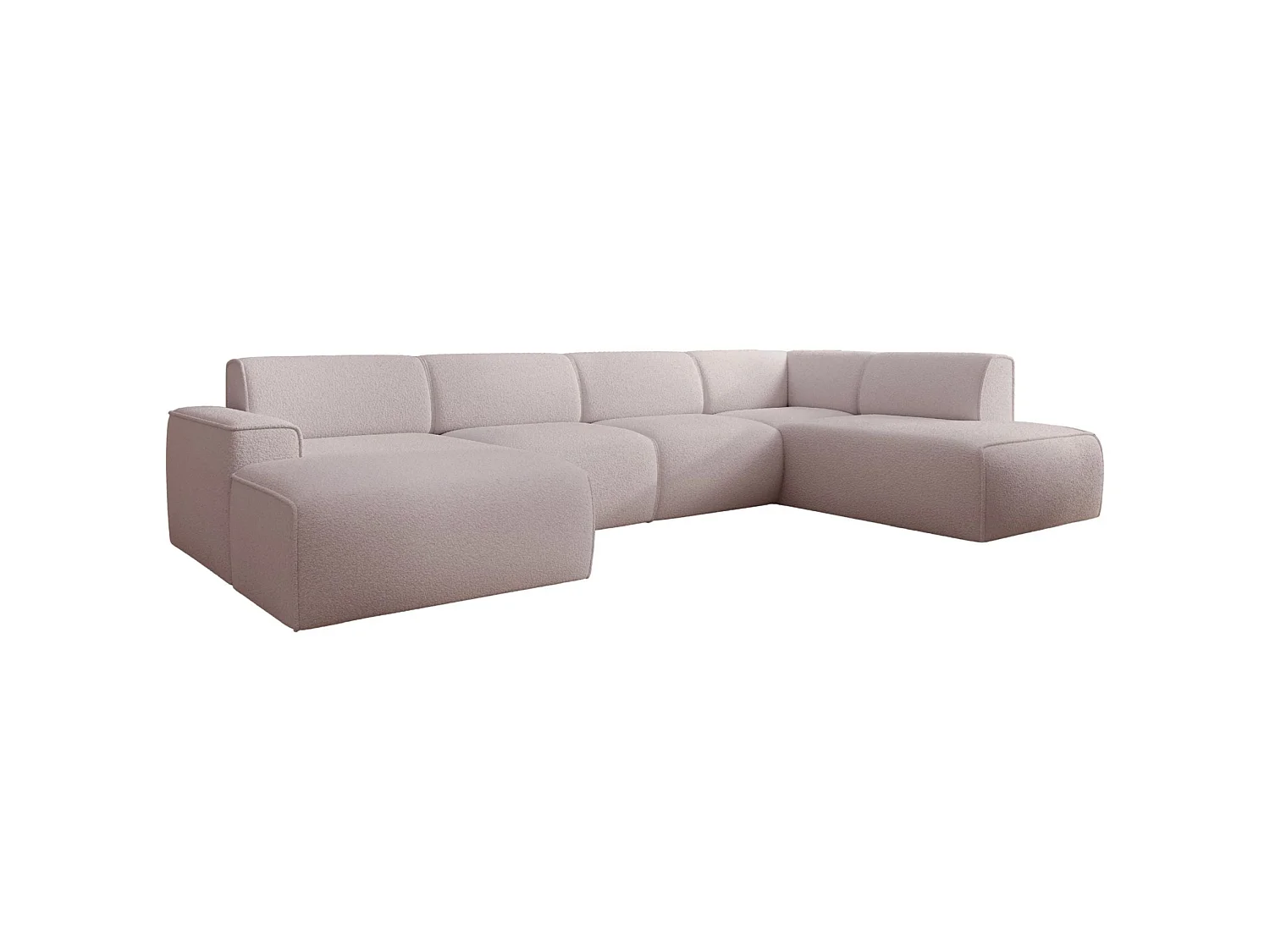 U-vormige bank met rugleuning aan de ottomane rechts – beige – bouclé – BOUVI