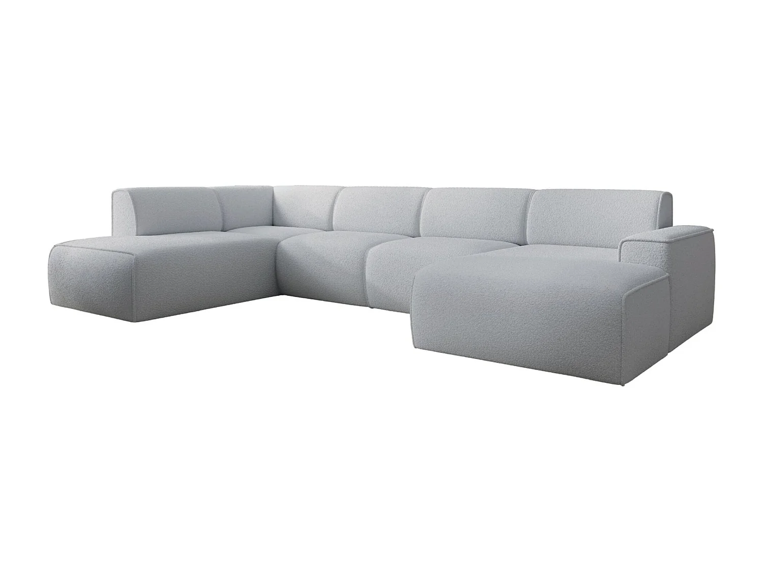 U-vormige bank met rugleuning aan de ottomane links – lichtgrijs – bouclé – BOUVI