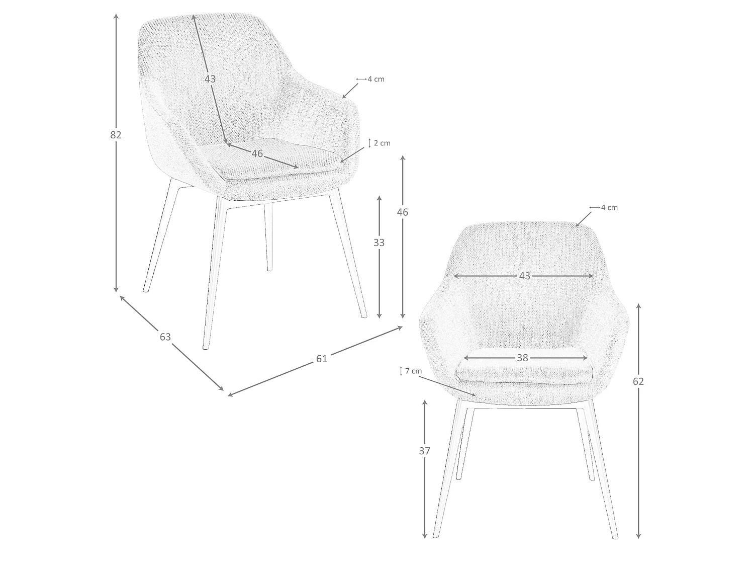 Chaise en tissu bleu gris marbré 4221 ANGEL CERDA