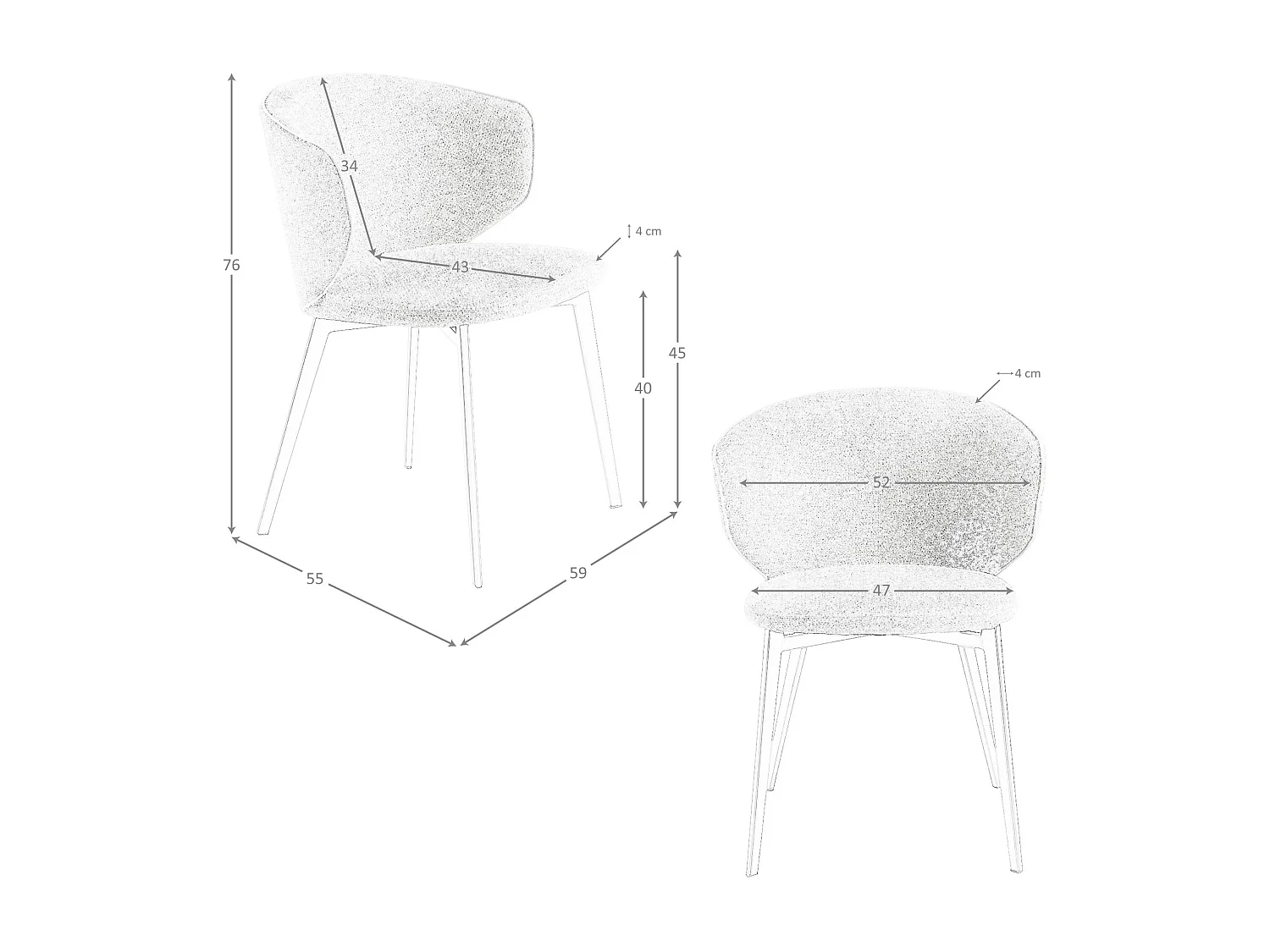 Stoel van gemarmerde stof bruin