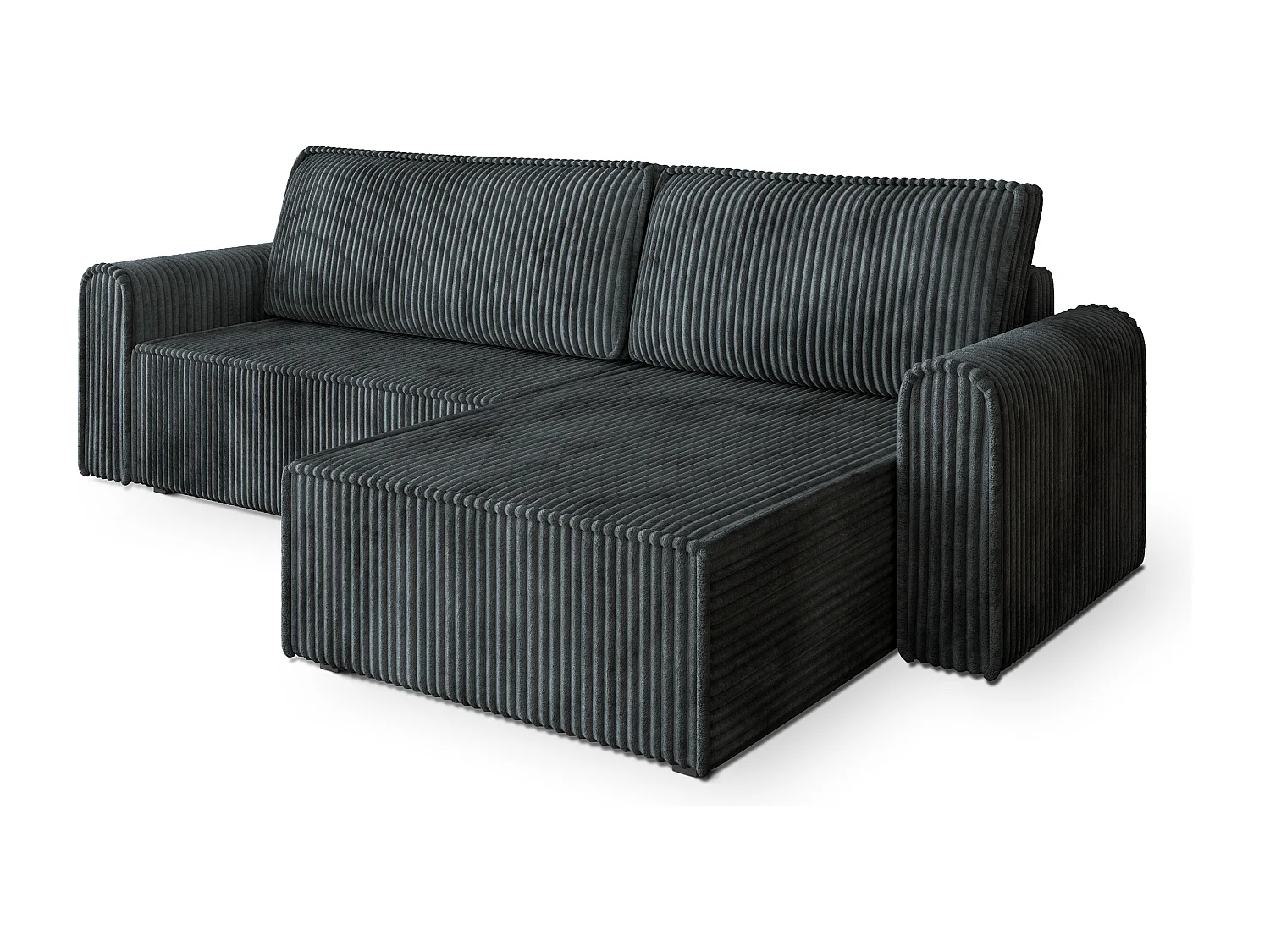 Hoekbank VALTINO van fluweel met slaapfunctie Grau