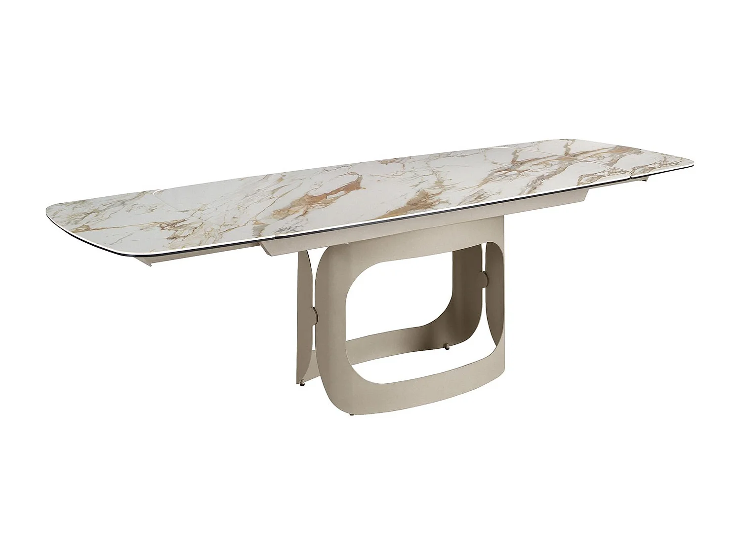 Table à rallonges ovale en marbre porcelainé et acier sable métallisé 1188 ANGEL CERDA