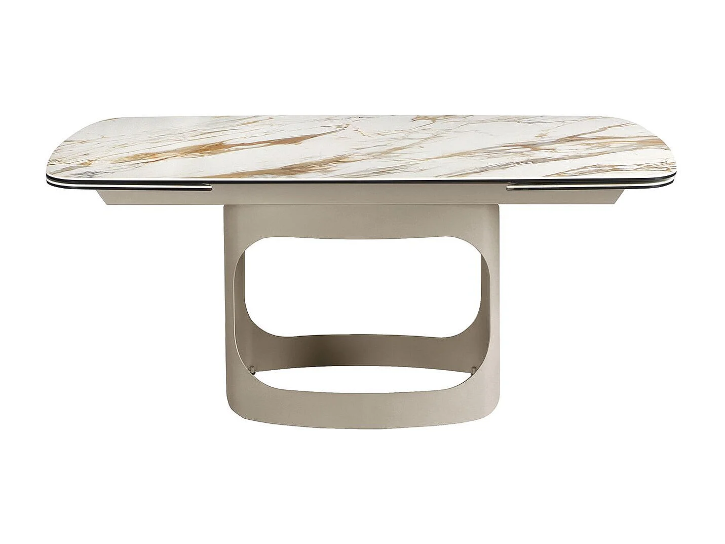 Table à rallonges ovale en marbre porcelainé et acier sable métallisé 1188 ANGEL CERDA