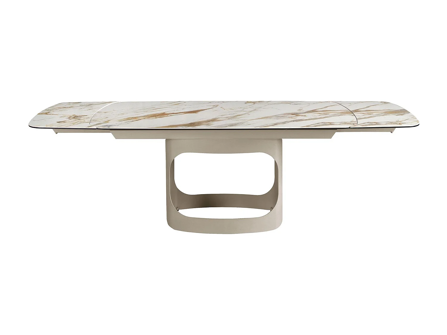 Table à rallonges ovale en marbre porcelainé et acier sable métallisé 1188 ANGEL CERDA