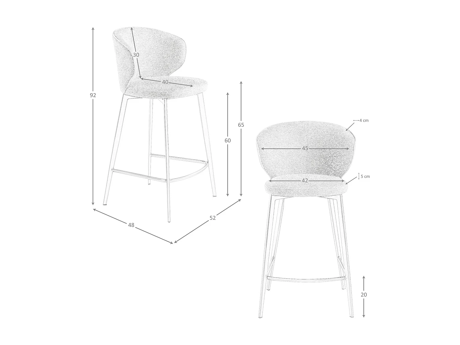 Hocker mit meliertem braunem Stoffbezug 4241 ANGEL CERDA