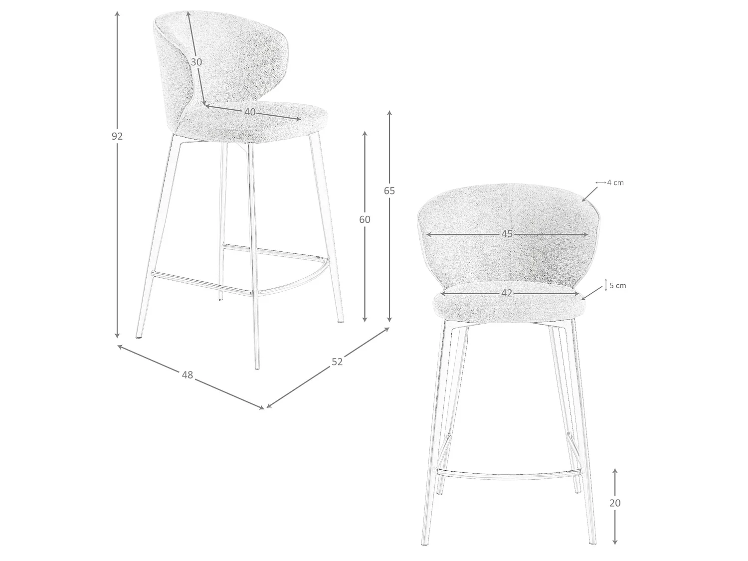 Tabouret en tissu marron chiné 4241 ANGEL CERDA
