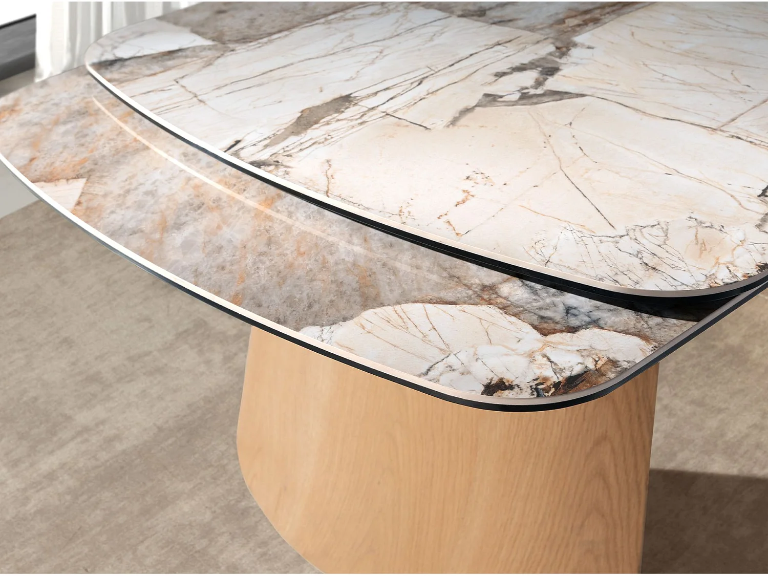 Table à rallonges ovale en marbre porcelainé et chêne 1203 ANGEL CERDA