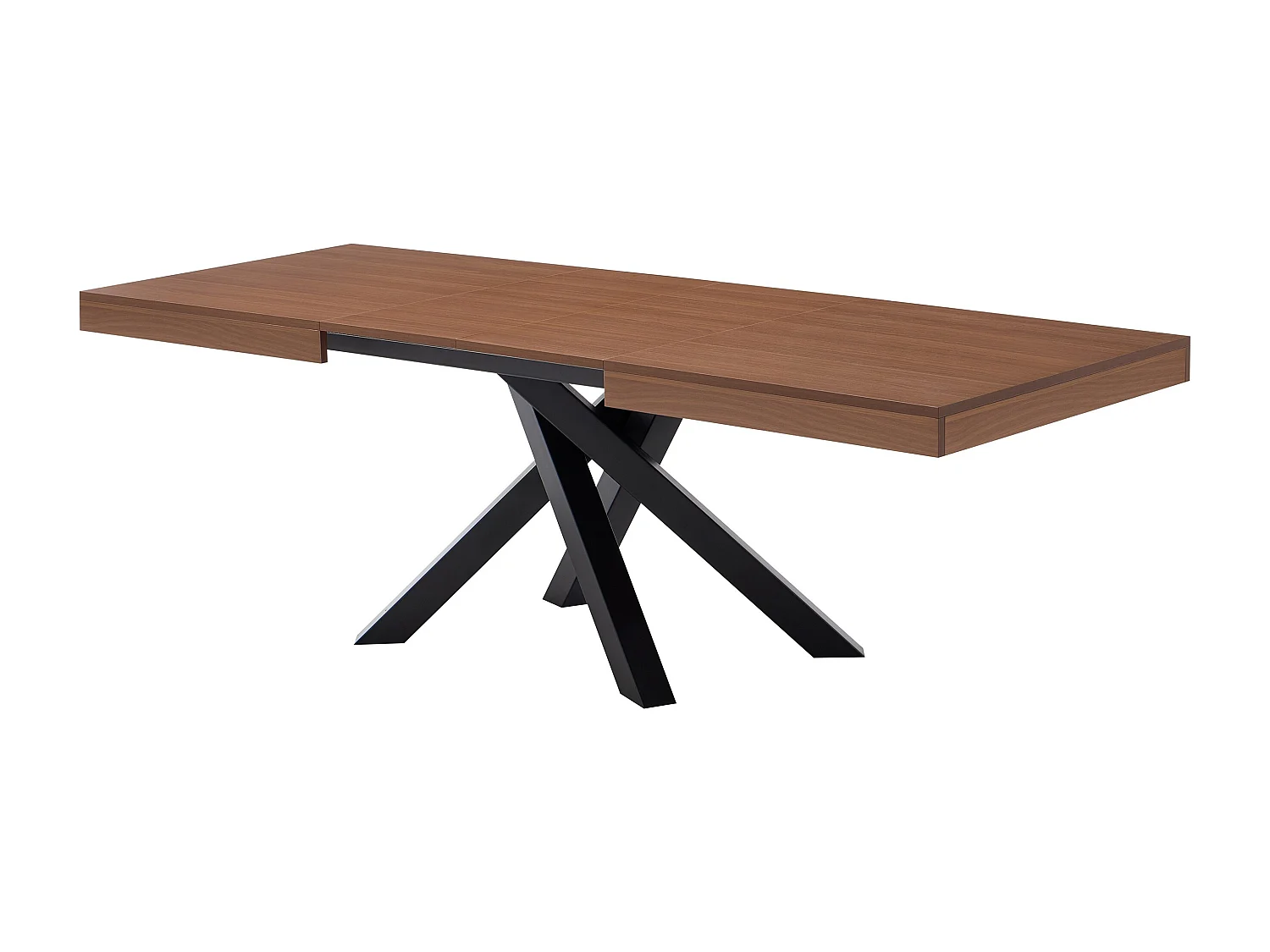 Table à manger extensible 6 à 10 personnes en MDF et métal - Naturel foncé et noir - CATONAV