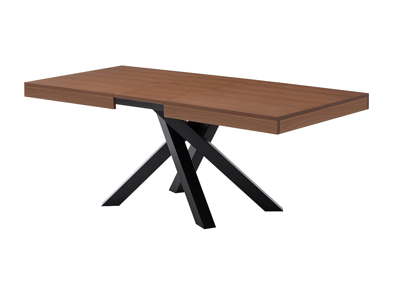 Table à manger extensible 6 à 10 personnes en MDF et métal - Naturel foncé et noir - CATONAV